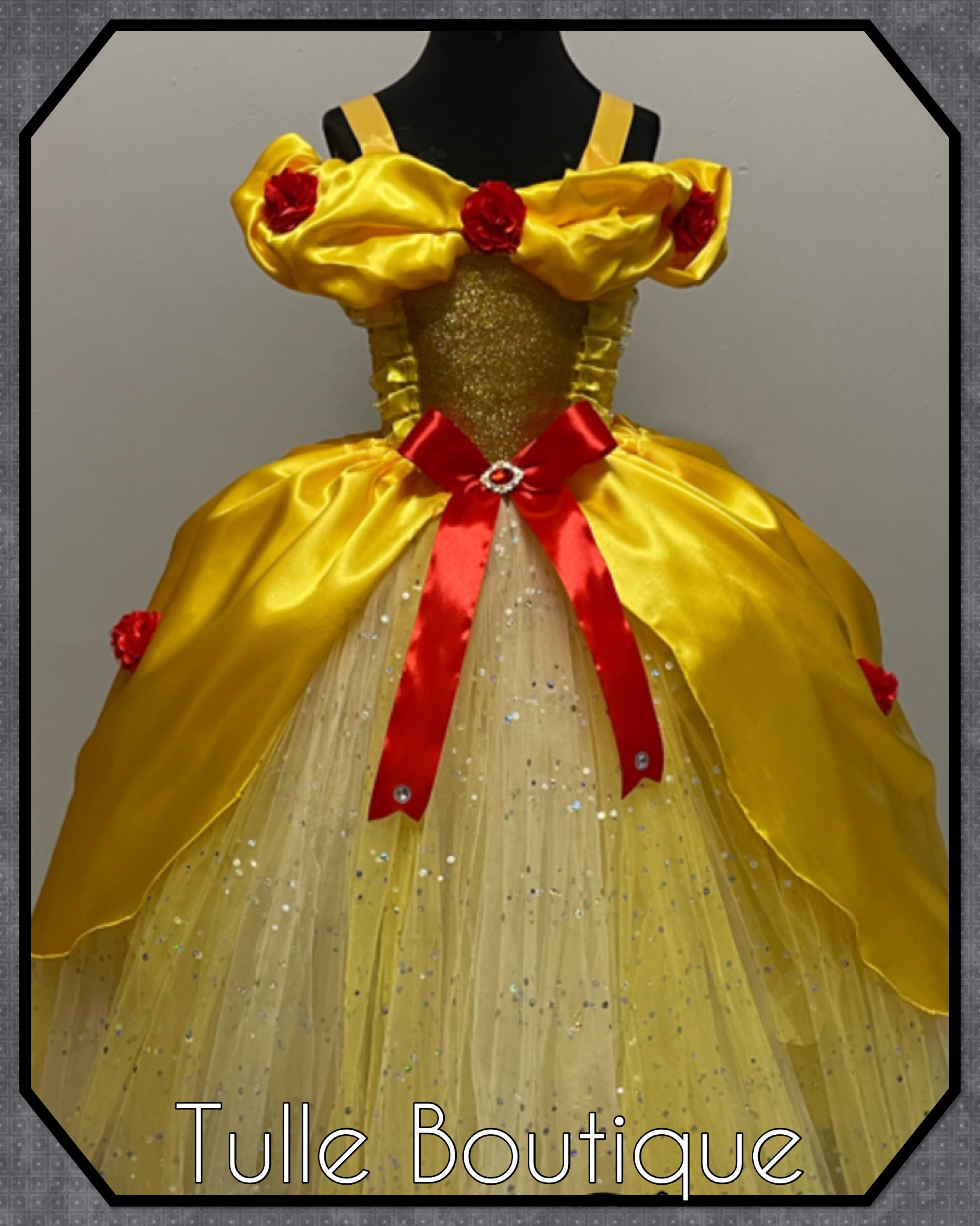 Girls toddlers Beauty and the beast Princess Belle tutu dress, ballgown, fancy dress costume full length