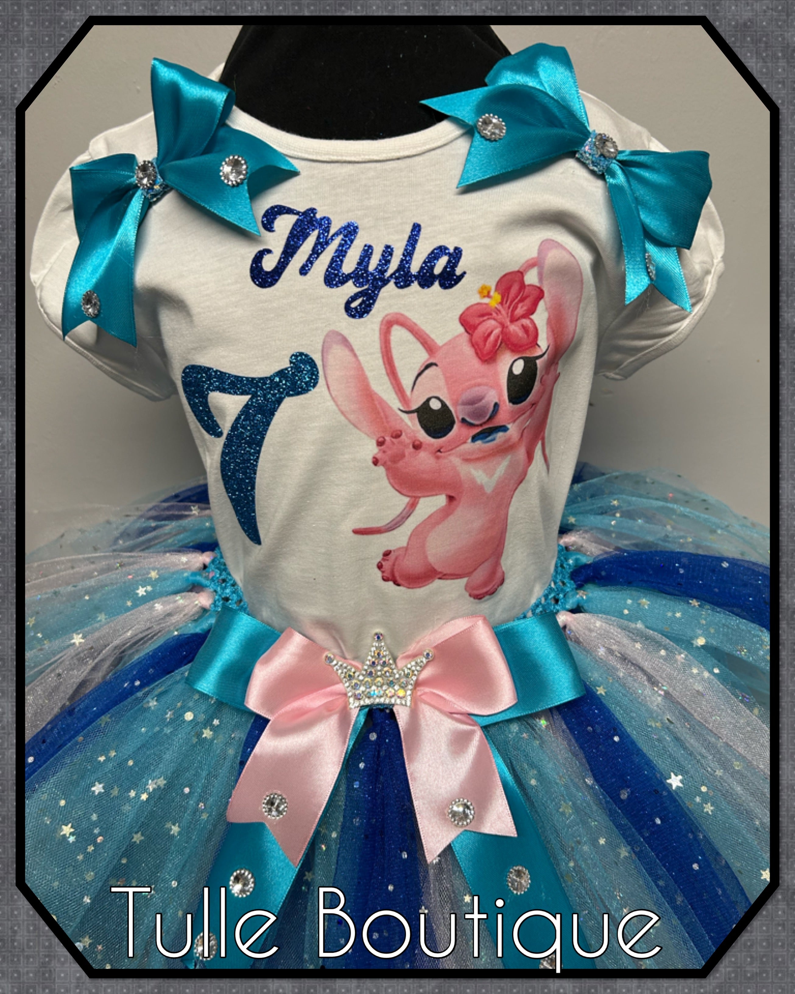 Girls toddlers Angel pink stitch birthday tutu outfit fancy dress costume