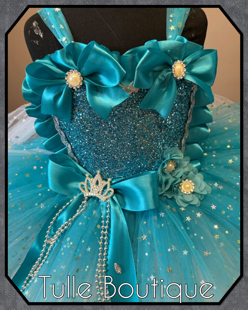 Girls toddlers Turquoise glitter  Princess tutu dress, ballgown,Frozen fancy dress costume