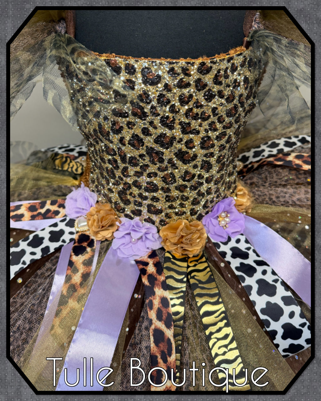 Girls toddlers Jungle animal print themed tutu dress, safari ballgown, fancy dress costume