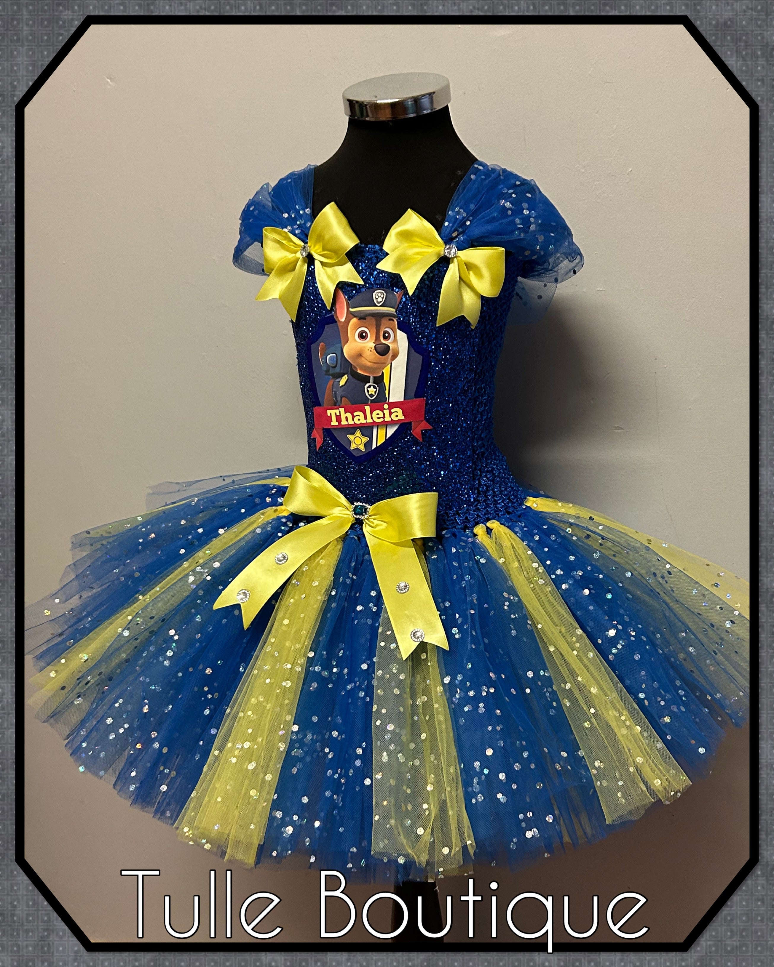 Girls toddlers Chase pup tutu dress, ballgown, paw patrol fancy dress costume