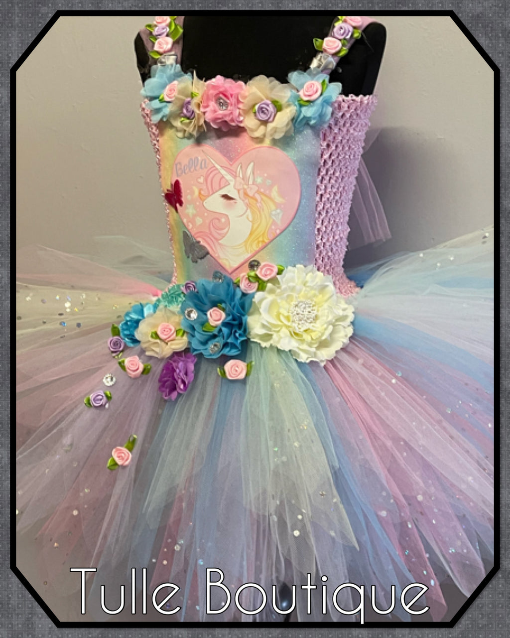 Girls toddlers Floral pastel unicorn tutu dress,ballgown, fancy dress costume