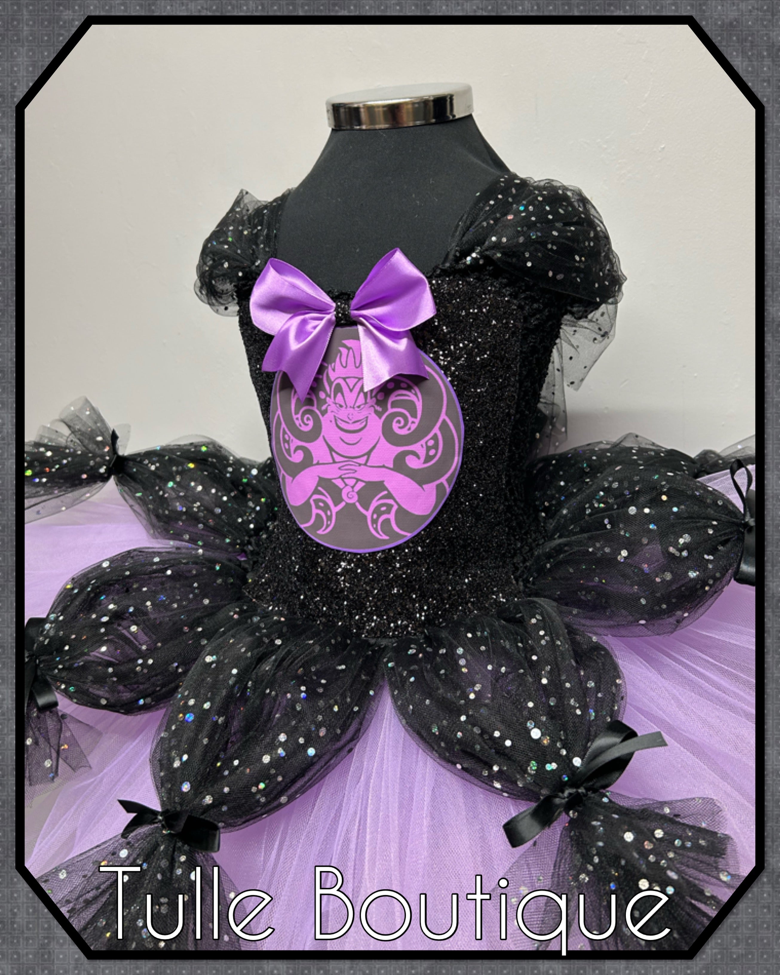 Girls toddlers Ursula tutu dress, sea witch ballgown, fancy dress costume