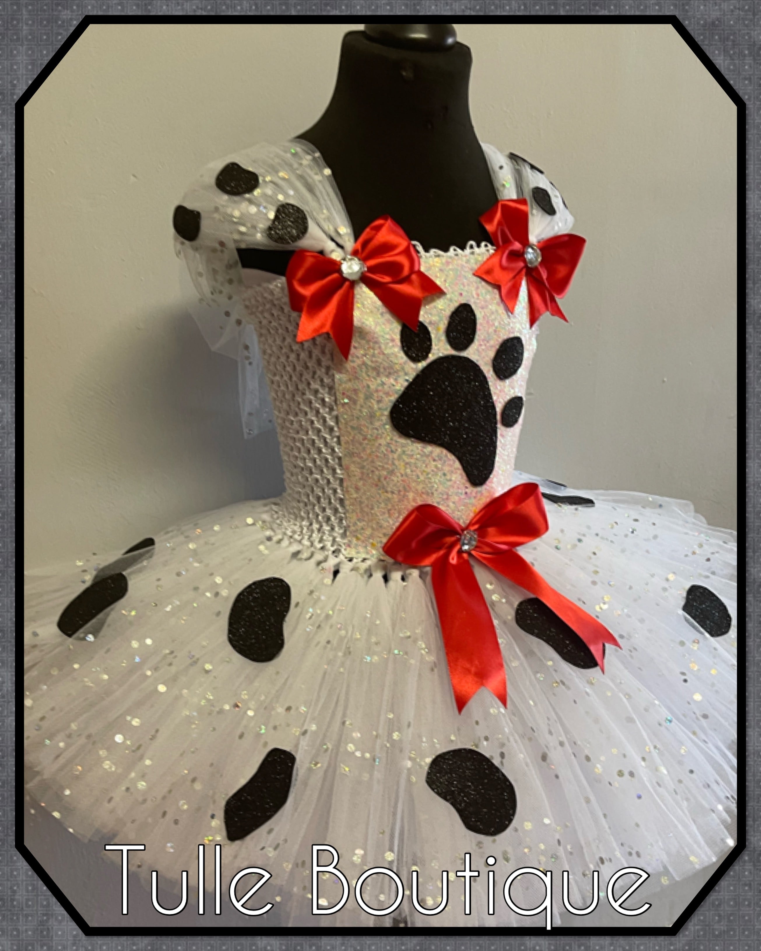 Girls toddlers Dalmatian pup tutu dress, ballgown, 101 Dalmatians fancy dress costume