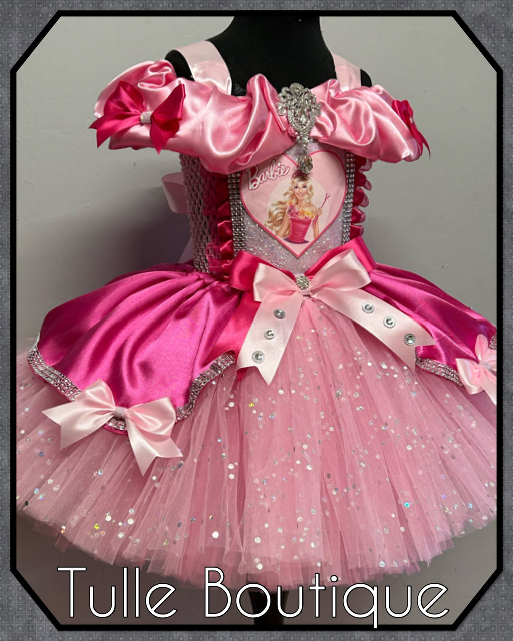 Girls toddlers Barbie Mix Pink Princess tutu dress, birthday ballgown, fancy dress costume