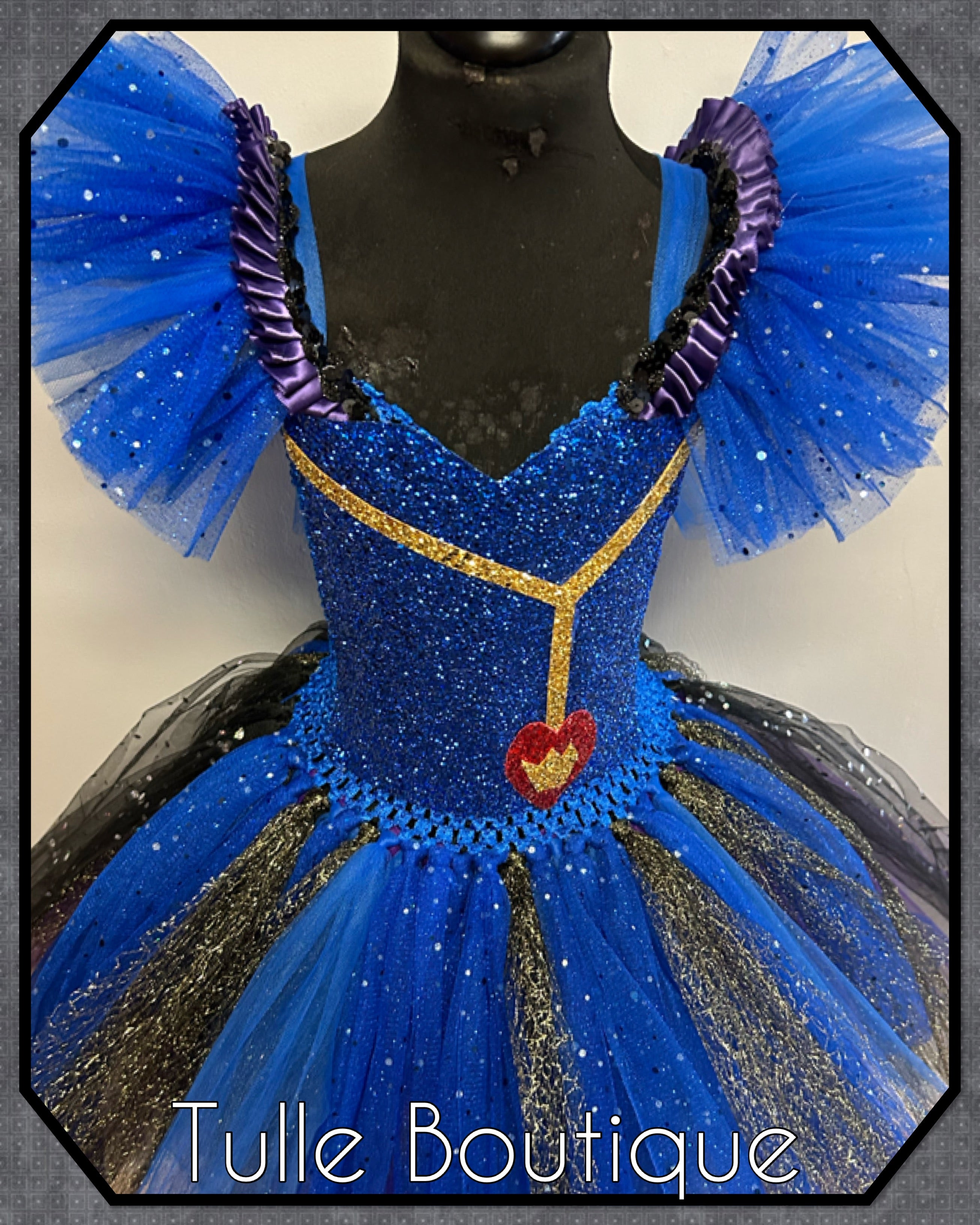 Girls toddlers Descendants Evie tutu birthday party dress,ballgown, fancy dress costume dipped hem