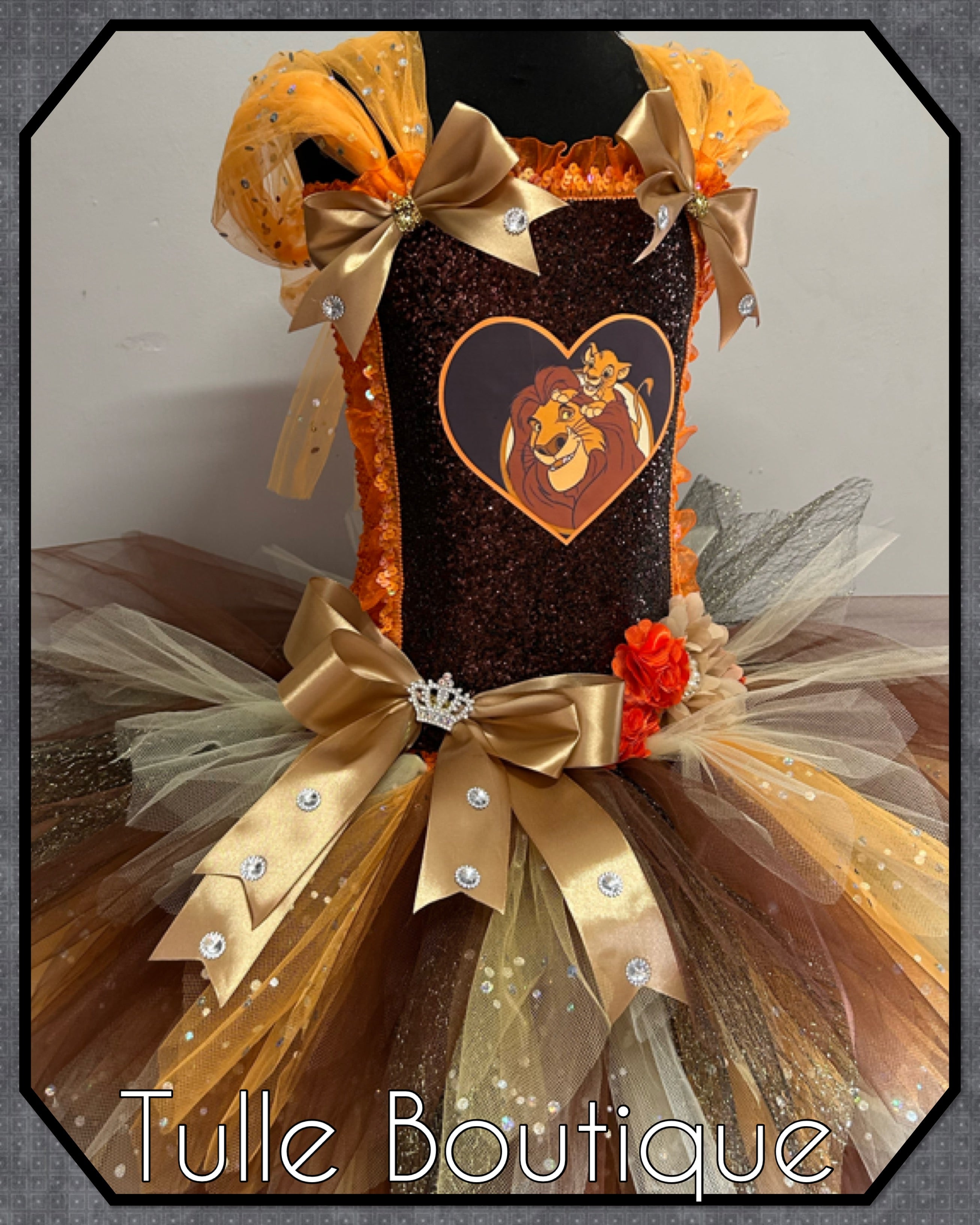 Girls toddlers Lion King Mufasa and Simba tutu dress, ballgown, fancy dress costume