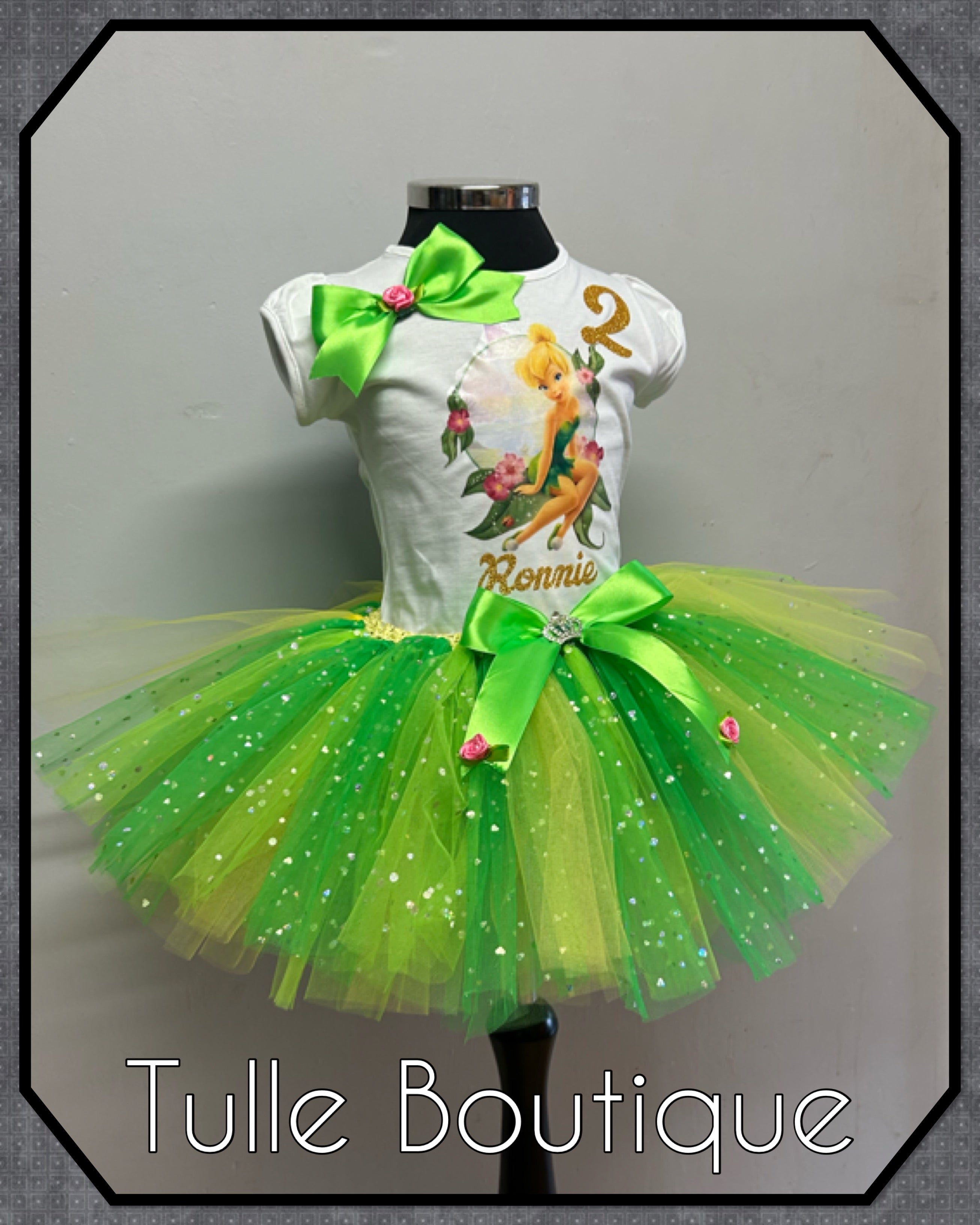 Girls toddlers Tinkerbell birthday tutu outfit fancy dress costume
