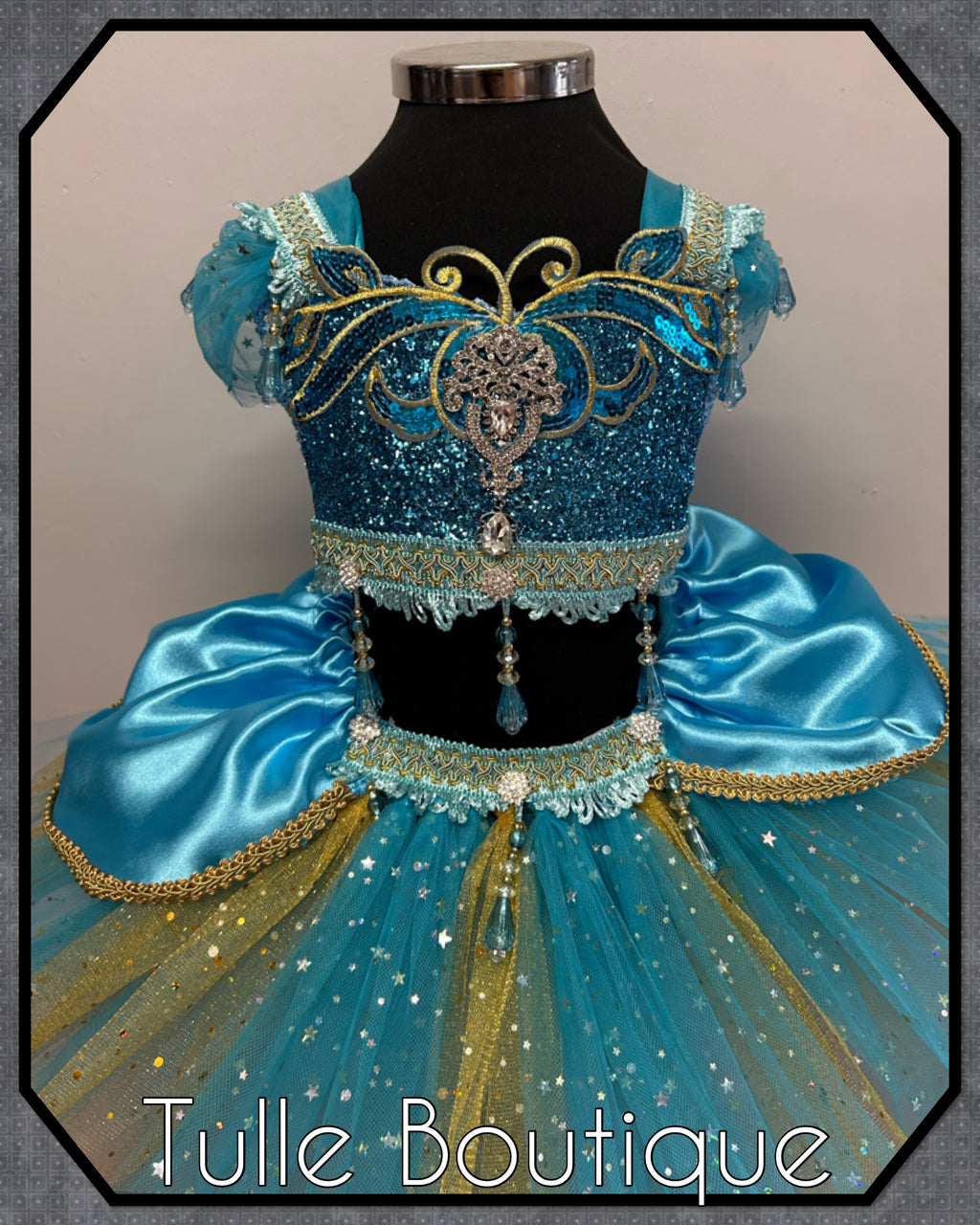 Girls toddlers Princess Jasmine satin tutu dress, Aladdin ballgown, fancy dress costume