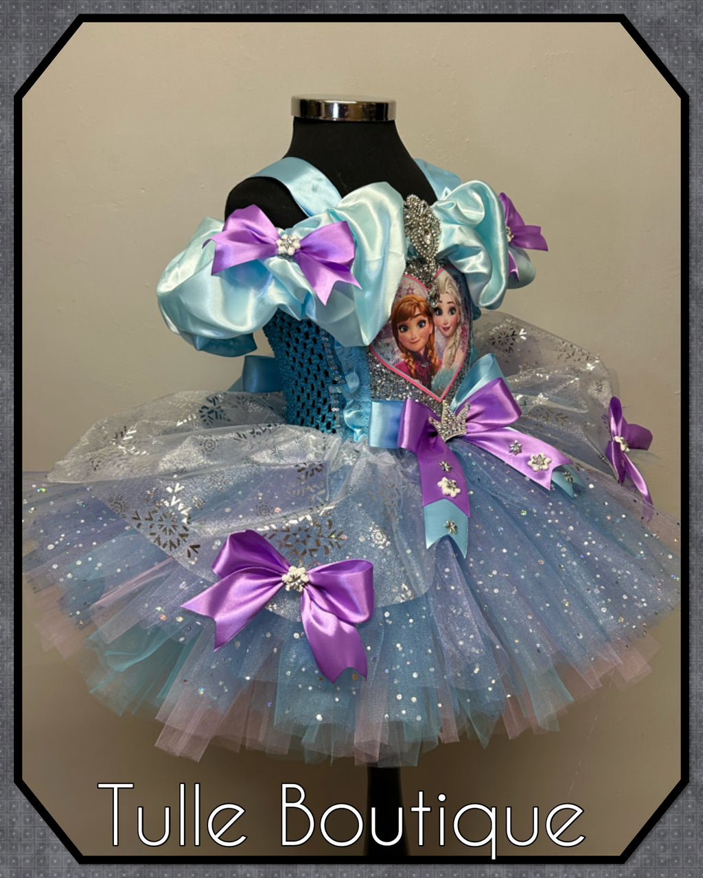 Girls toddlers Frozen Elsa and Anna tutu dress, blue and lilac ballgown, fancy dress costume