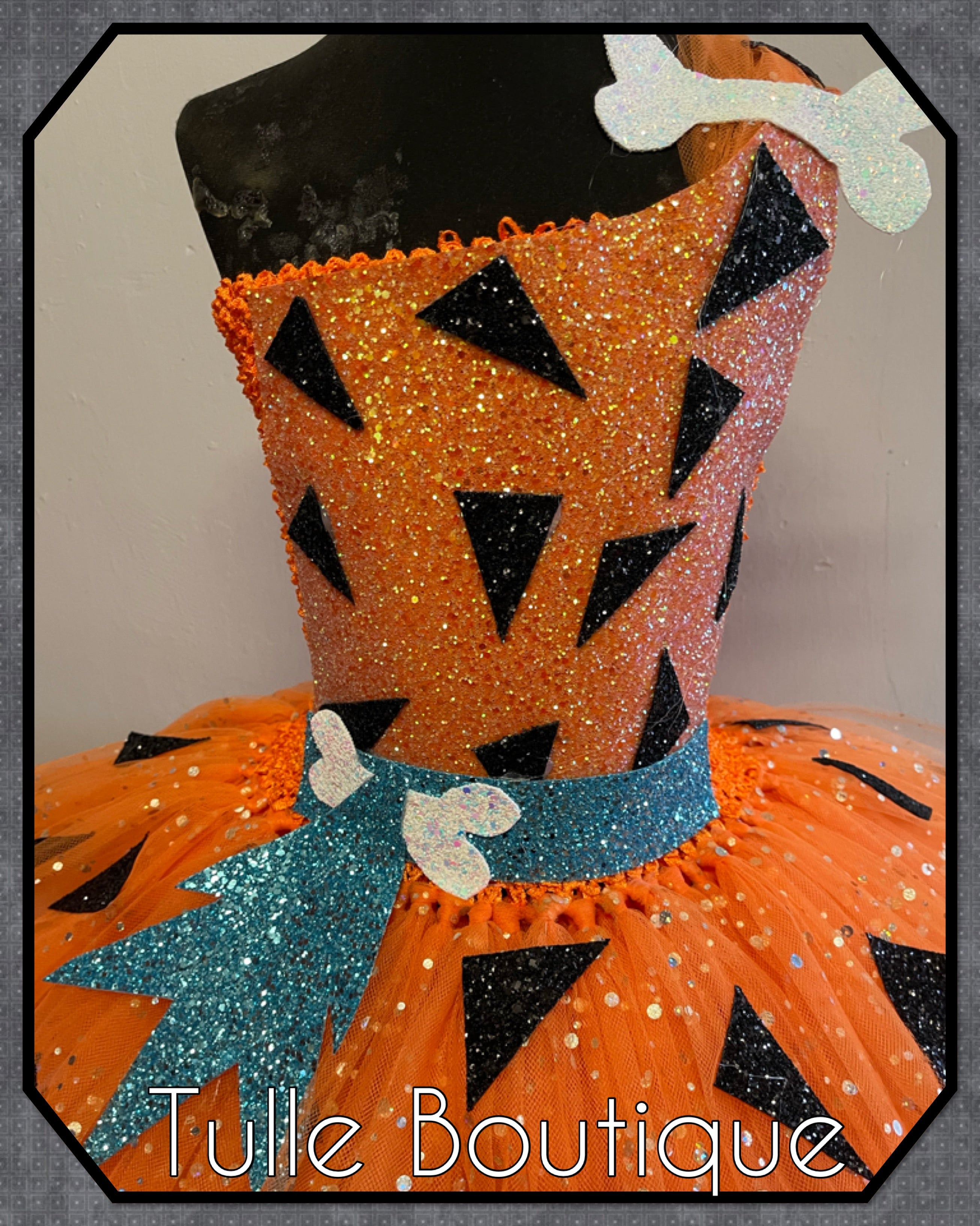 Girls toddlers Flintstones Bamm Bamm dress, ballgown, book day Pebbles fancy dress costume