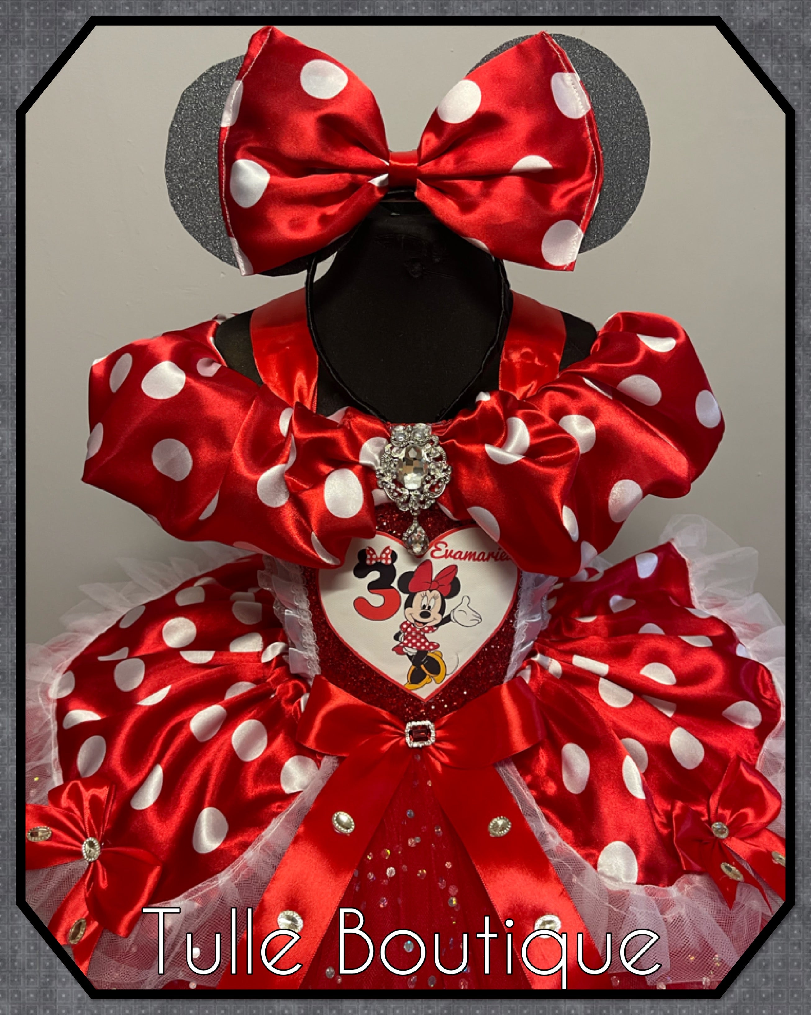 Girls toddlers Minnie Mouse Red tutu birthday party dress,ballgown, fancy dress costume