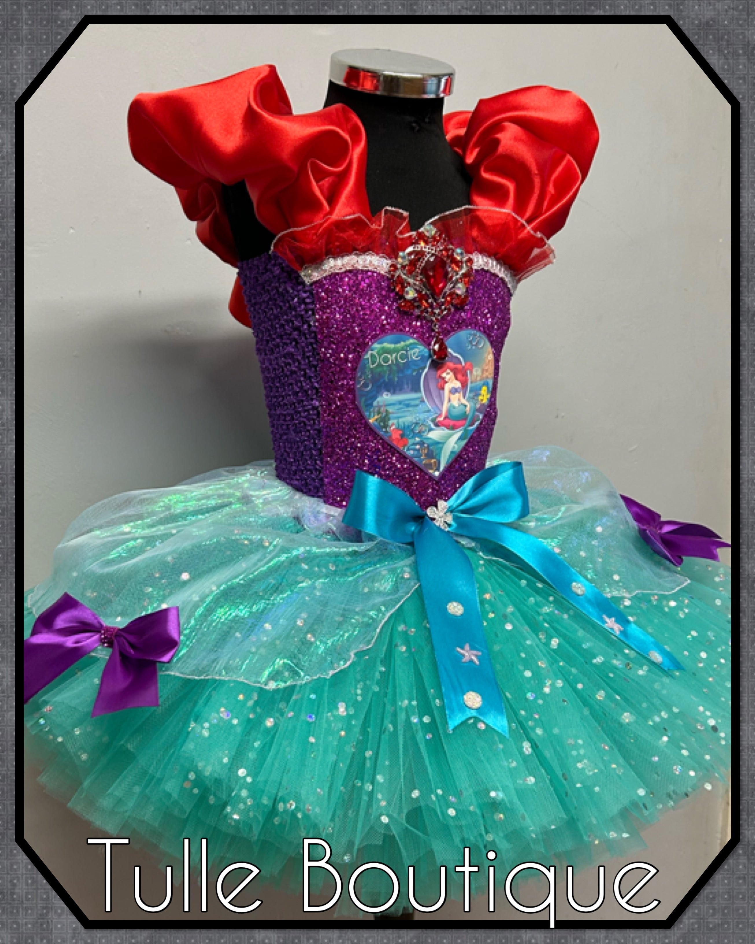 Girls toddlers The little mermaid Princess Ariel tutu birthday party dress,ballgown, fancy dress costume