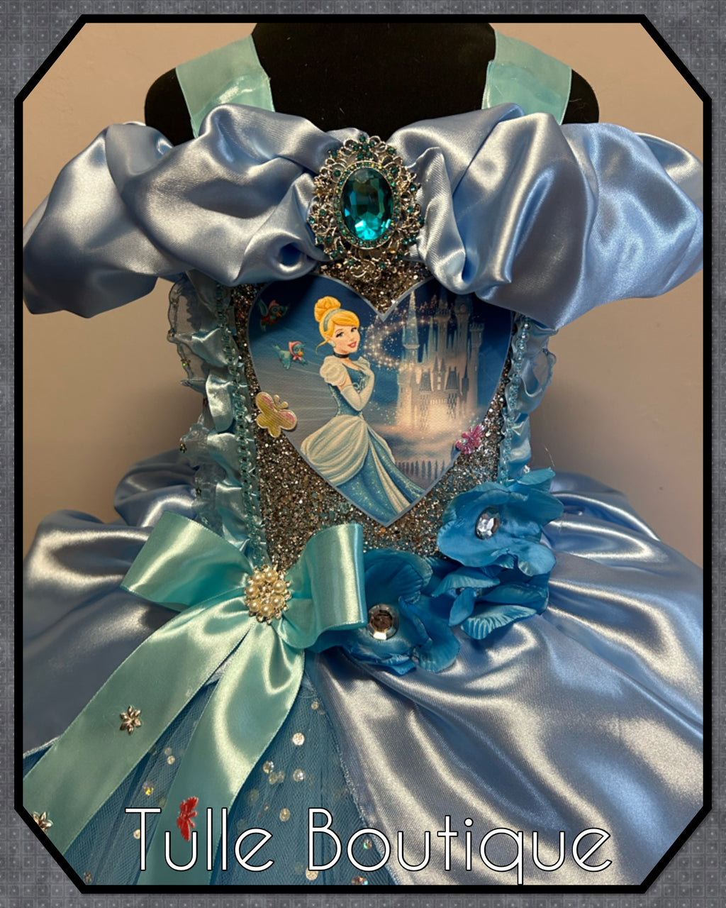 Girls toddlers Princess Cinderella baby blue tutu dress, ballgown, fancy dress costume full length