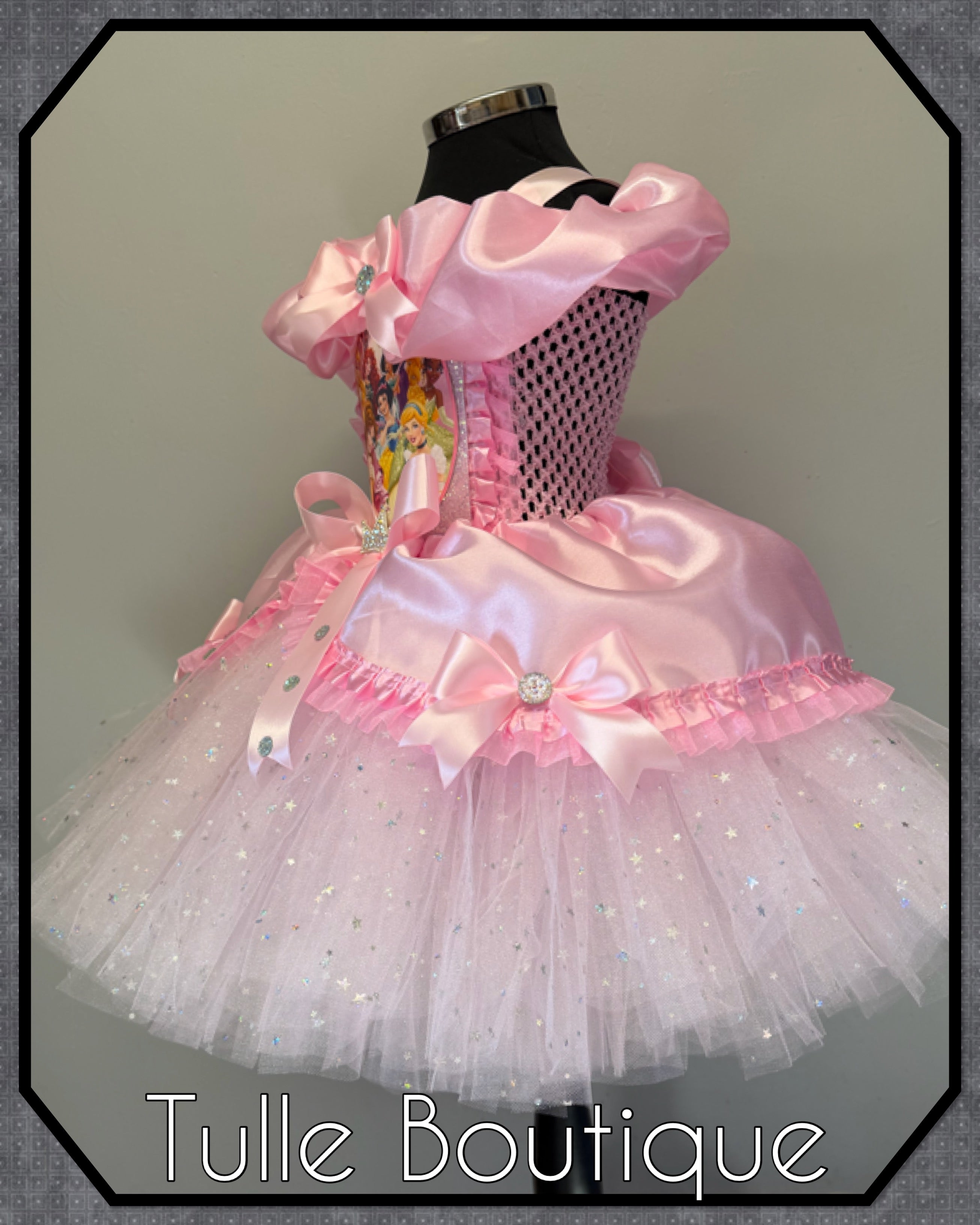 Girls toddlers pink Bow Disney Princess tutu dress, ballgown, fancy dress costume