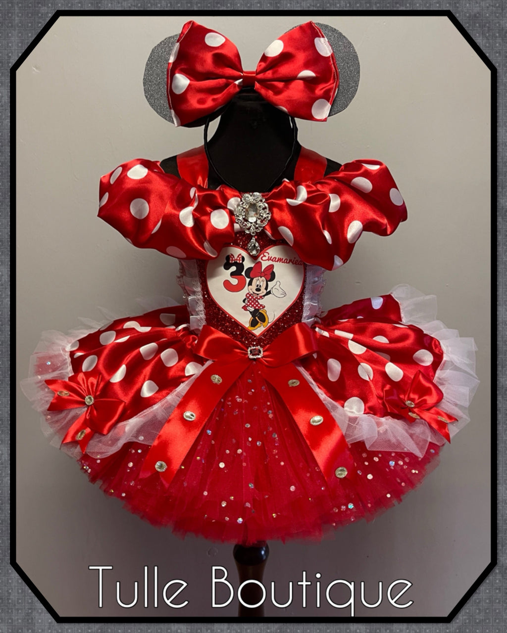 Girls toddlers Minnie Mouse Red tutu birthday party dress,ballgown, fancy dress costume