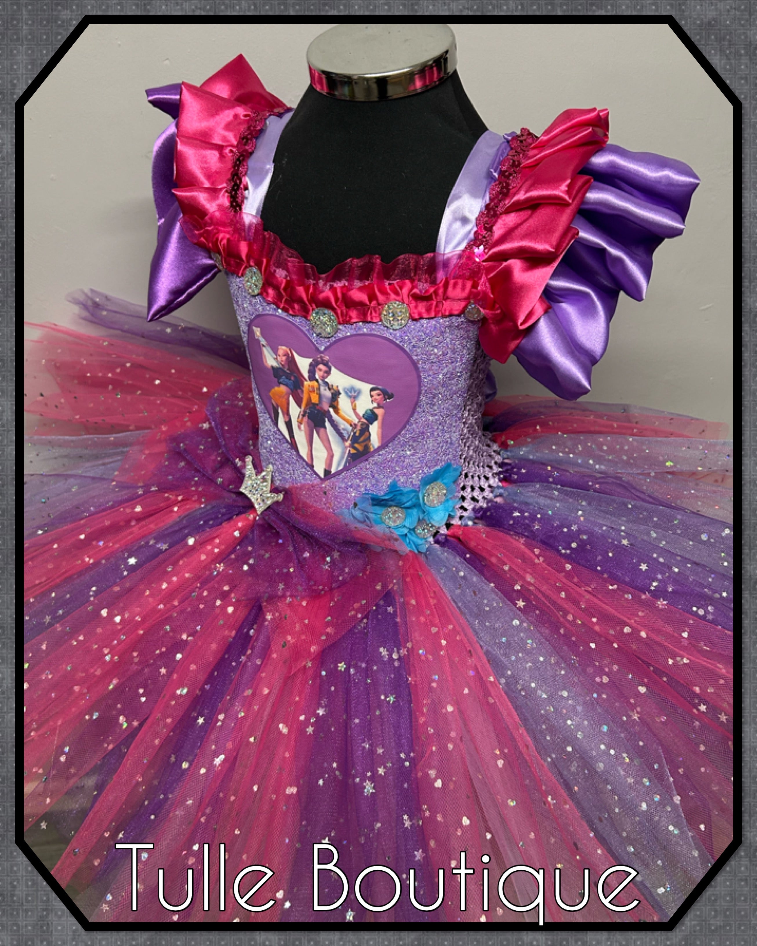 Girls toddlers Princess tutu dress, ballgown, Kpop Demon Hunters fancy dress costume