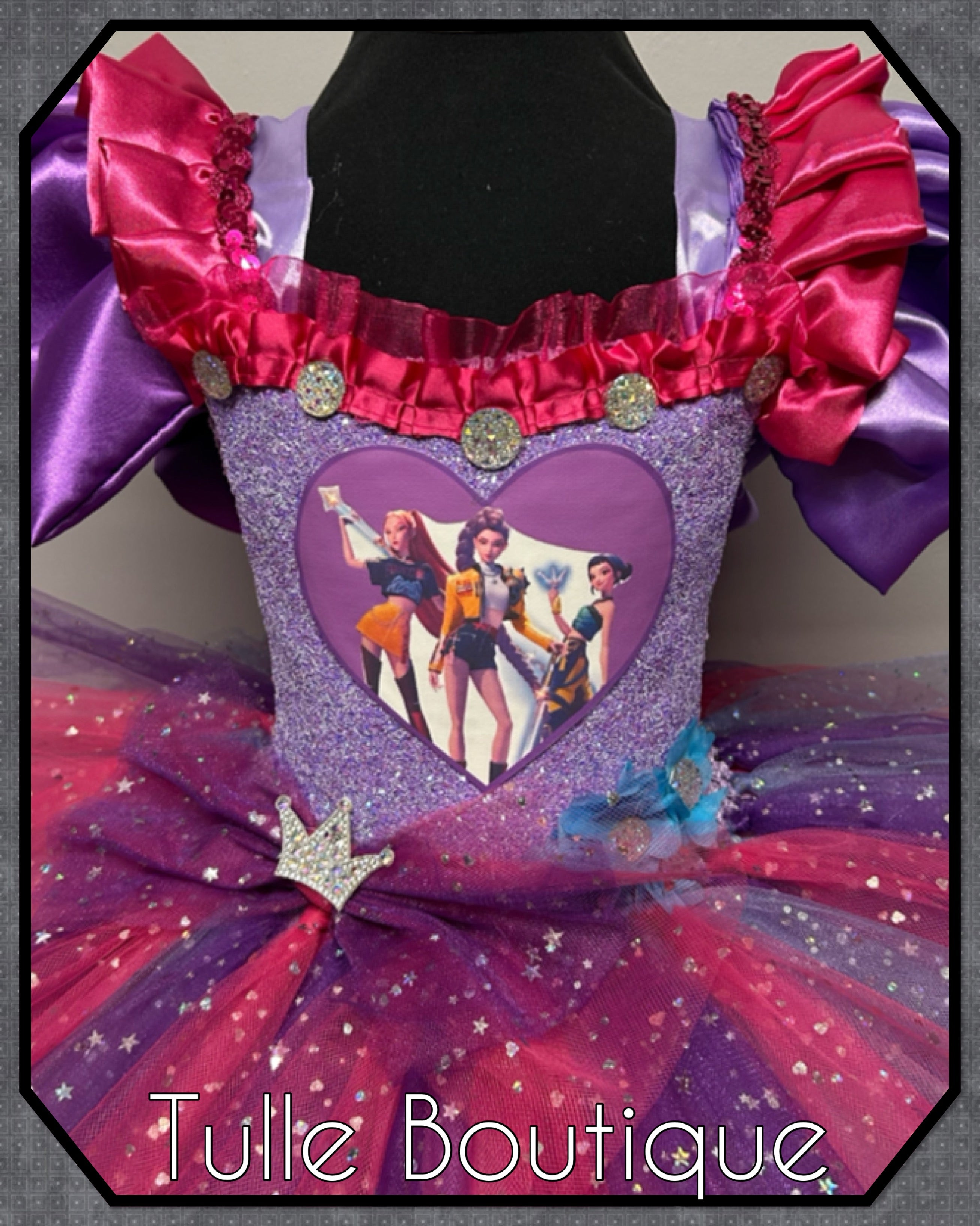 Girls toddlers Princess tutu dress, ballgown, Kpop Demon Hunters fancy dress costume