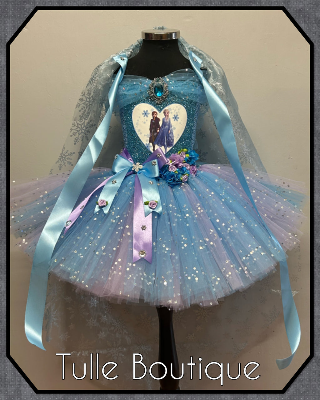 Girls toddlers Princess Elsa frozen tutu birthday party dress,lilac and blue ballgown, fancy dress costume