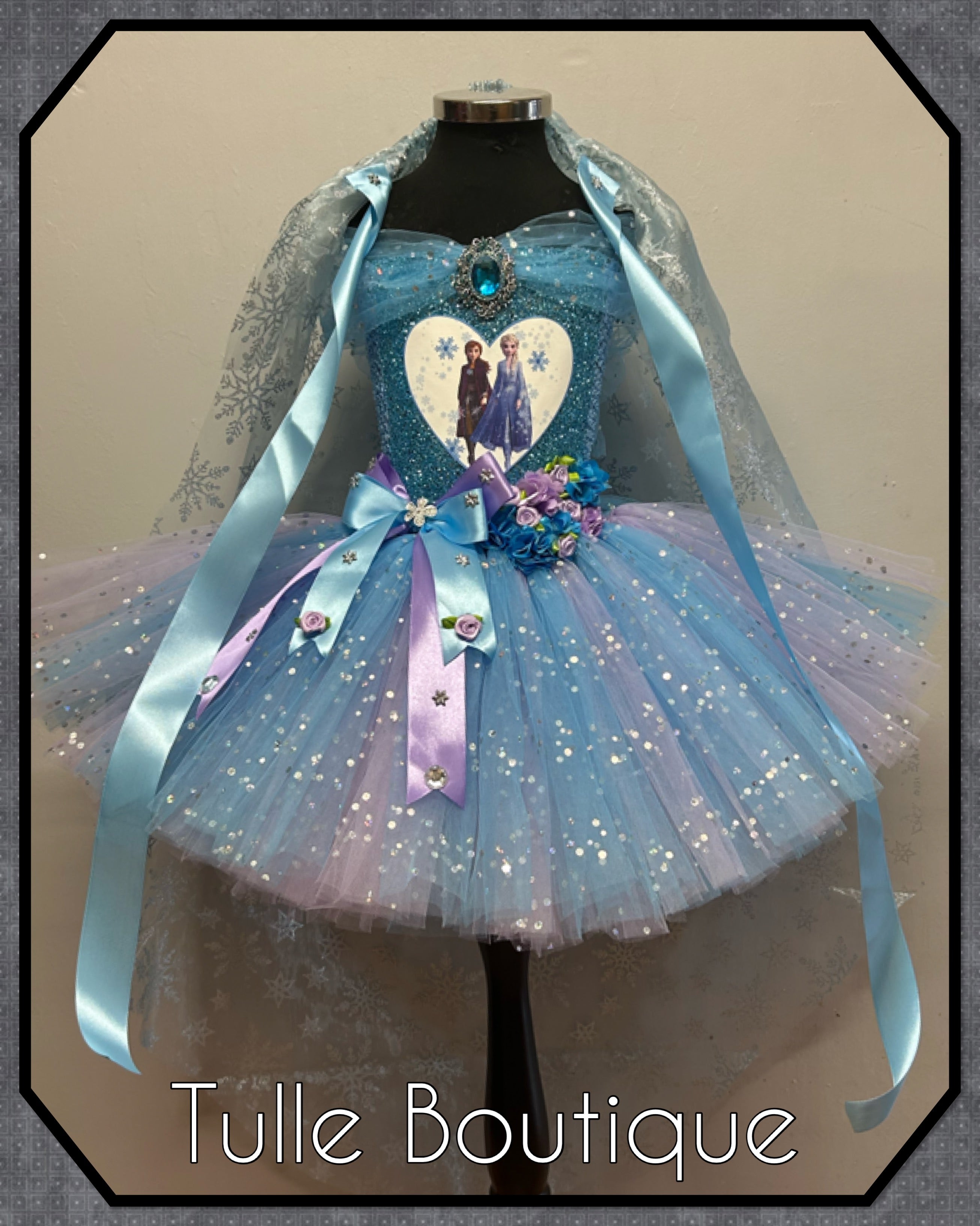 Girls toddlers Princess Elsa frozen tutu birthday party dress,lilac and blue ballgown, fancy dress costume