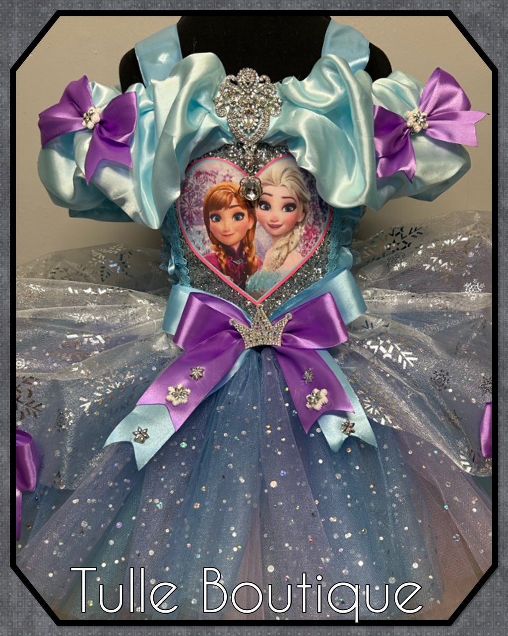 Girls toddlers Frozen Elsa and Anna tutu dress, blue and lilac ballgown, fancy dress costume