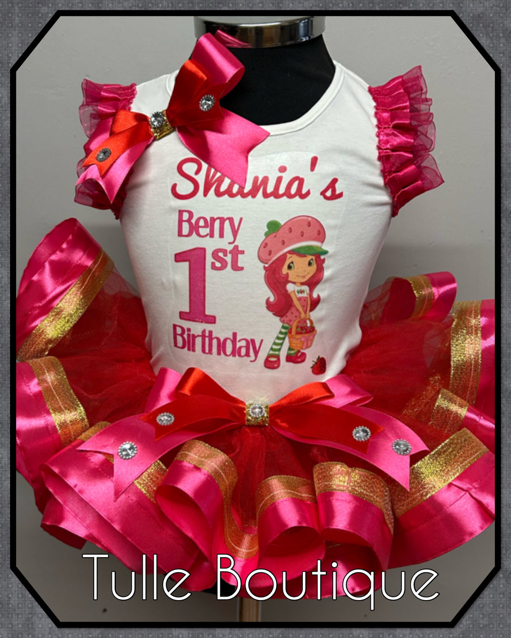 Girls toddlers Strawberry Shortcake 1st birthday tutu outfit fancy dress costume