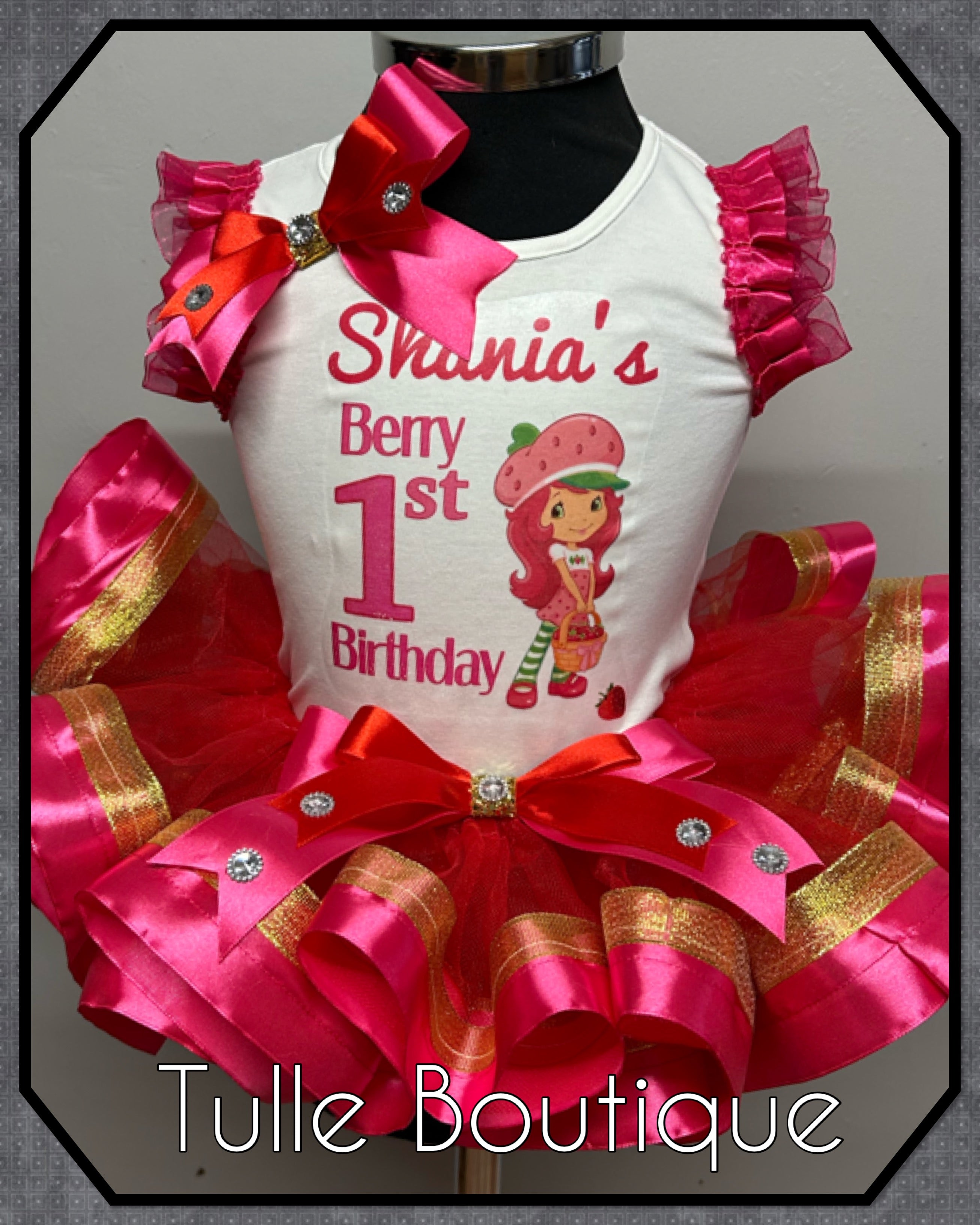 Girls toddlers Strawberry Shortcake 1st birthday tutu outfit fancy dress costume