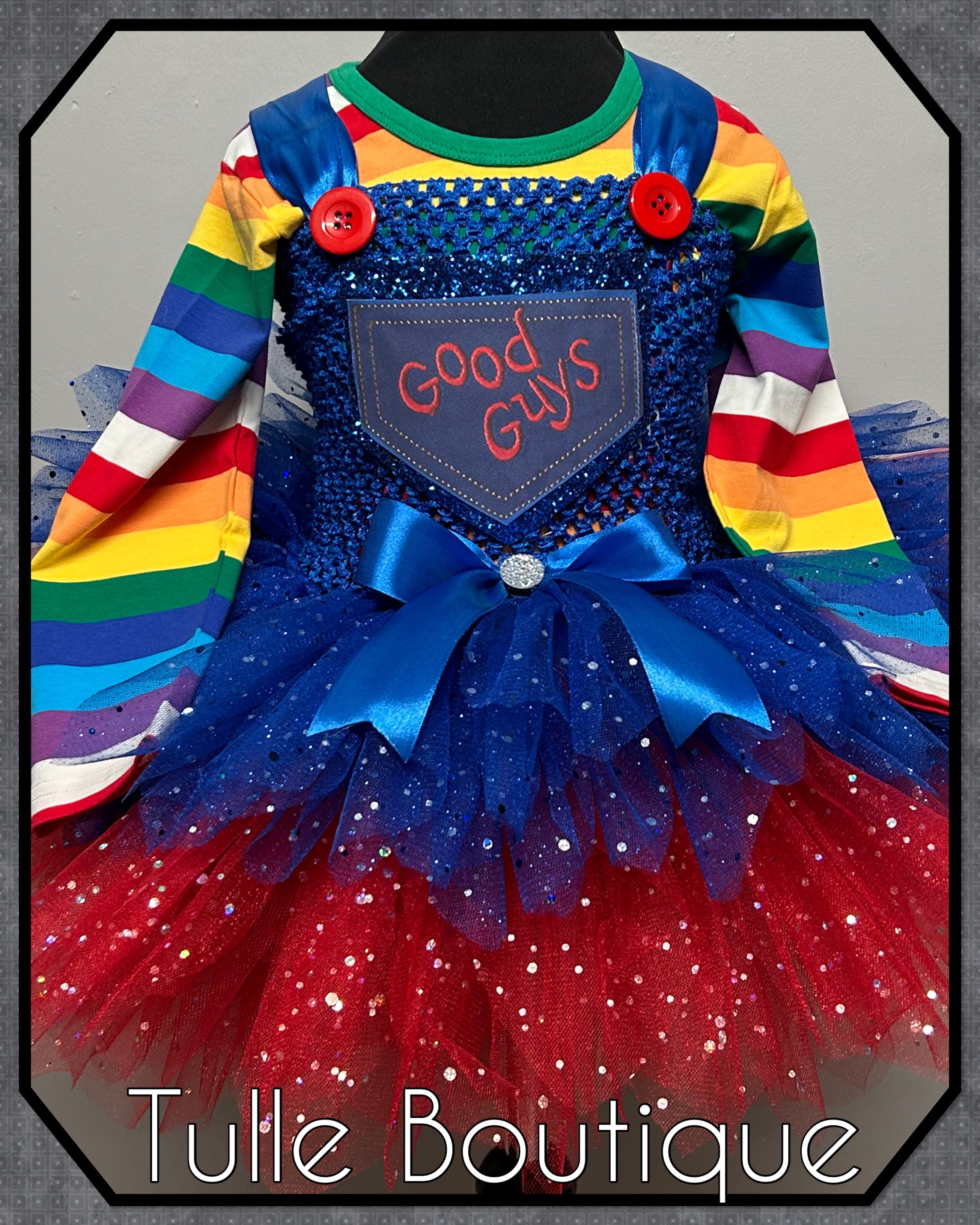 Girls toddlers Childs Play Chucky red flash tutu dress, book day fancy dress Halloween costume