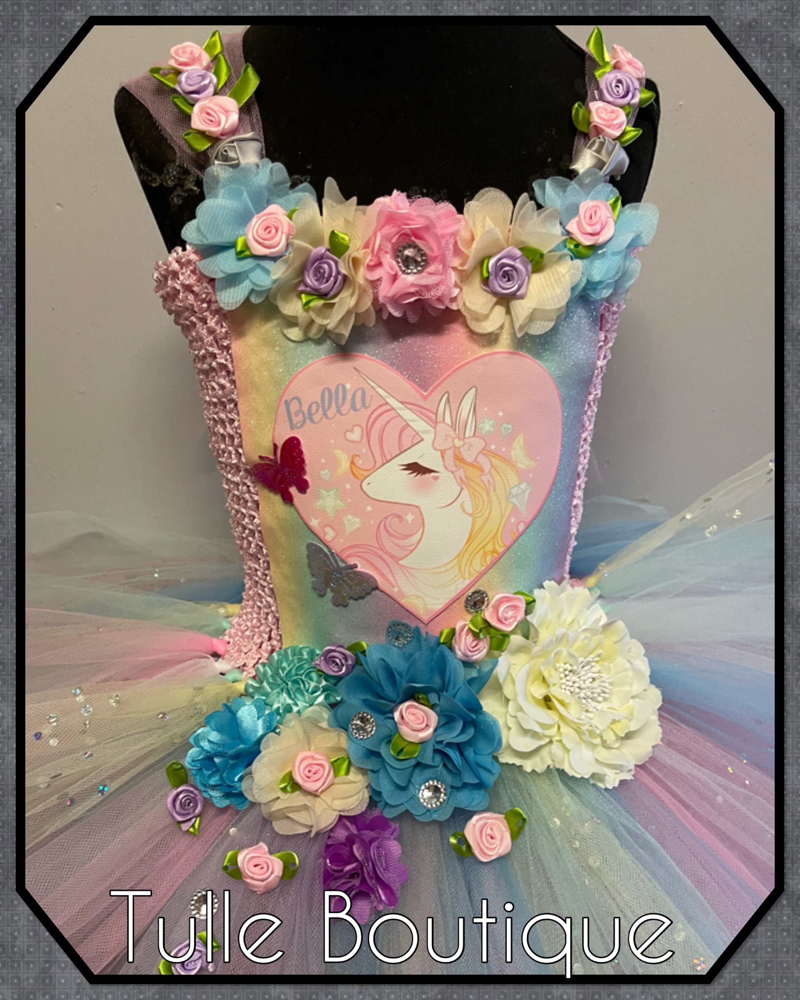 Girls toddlers Floral pastel unicorn tutu dress,ballgown, fancy dress costume