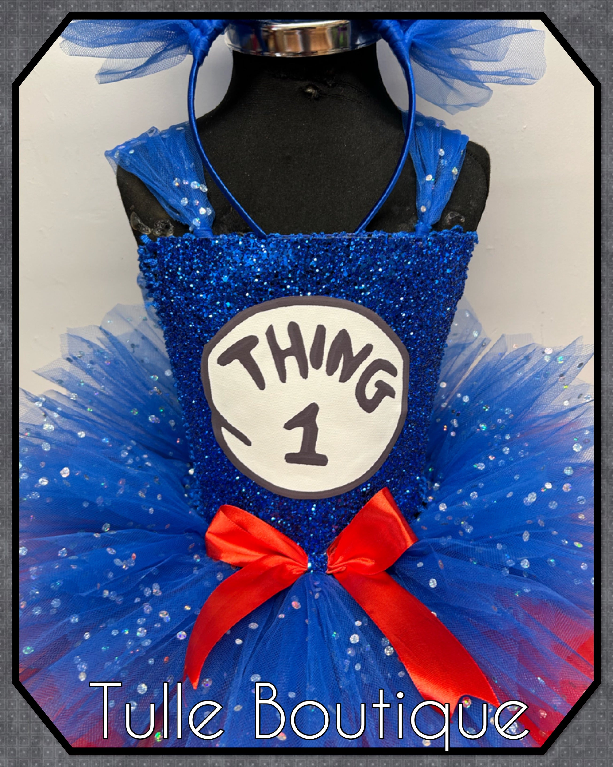 Girls toddlers Thing One tutu dress, ballgown, fancy dress costume