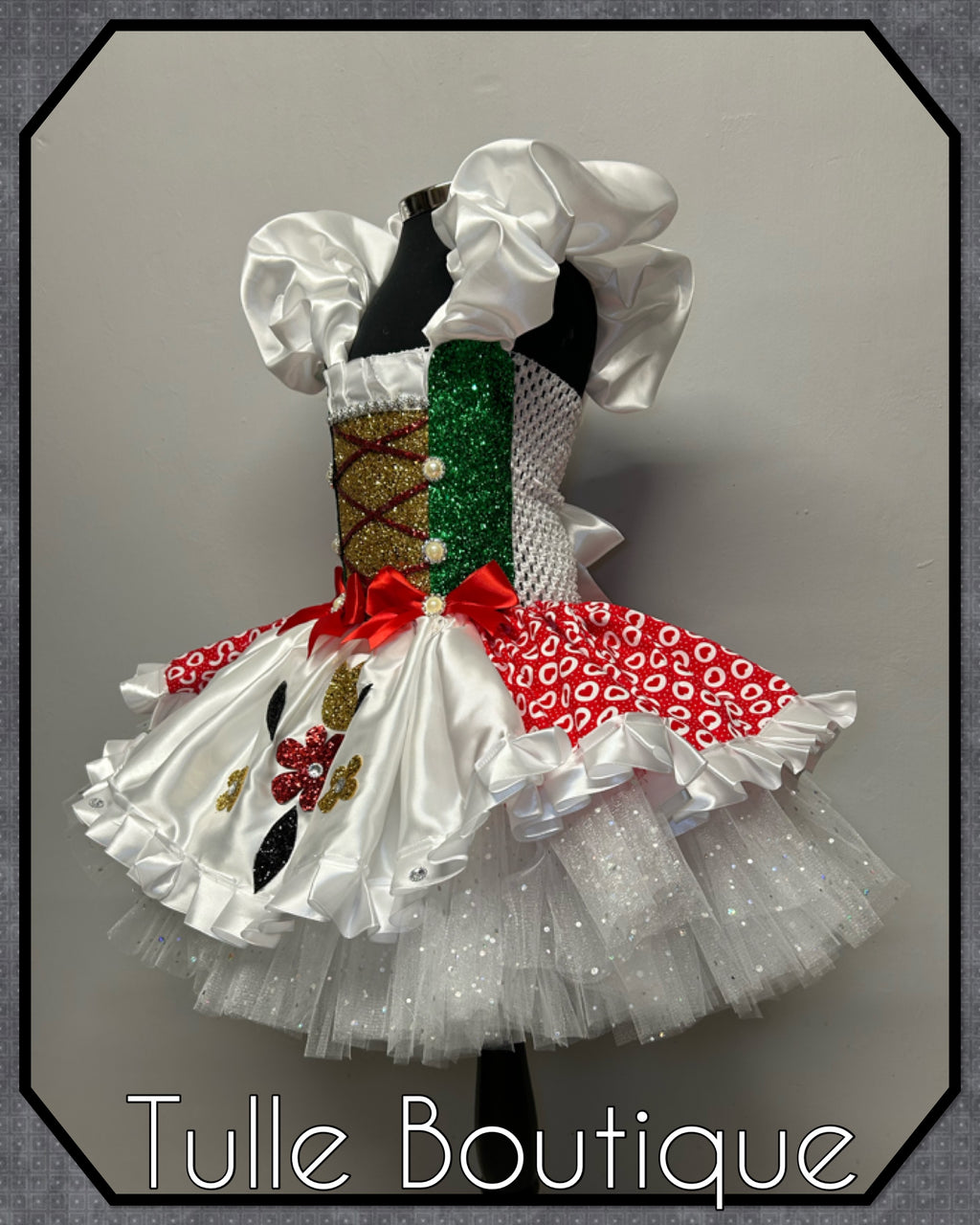 Girls toddlers Doll on a music box tutu dress, chitty chitty bang bang ballgown, fancy dress costume