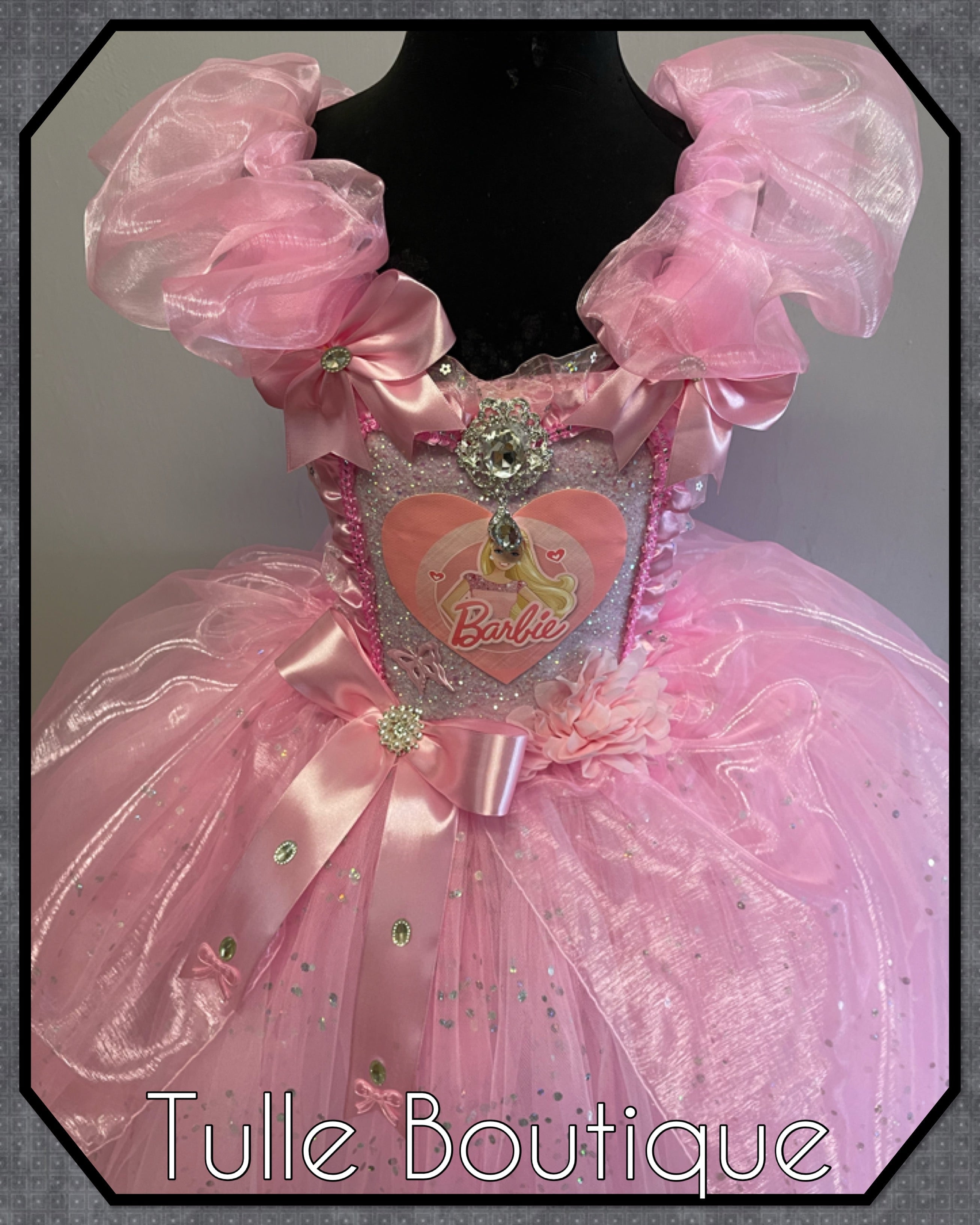 Girls toddlers Princess Barbie organza tutu dress, ballgown, fancy dress costume full length ballgown