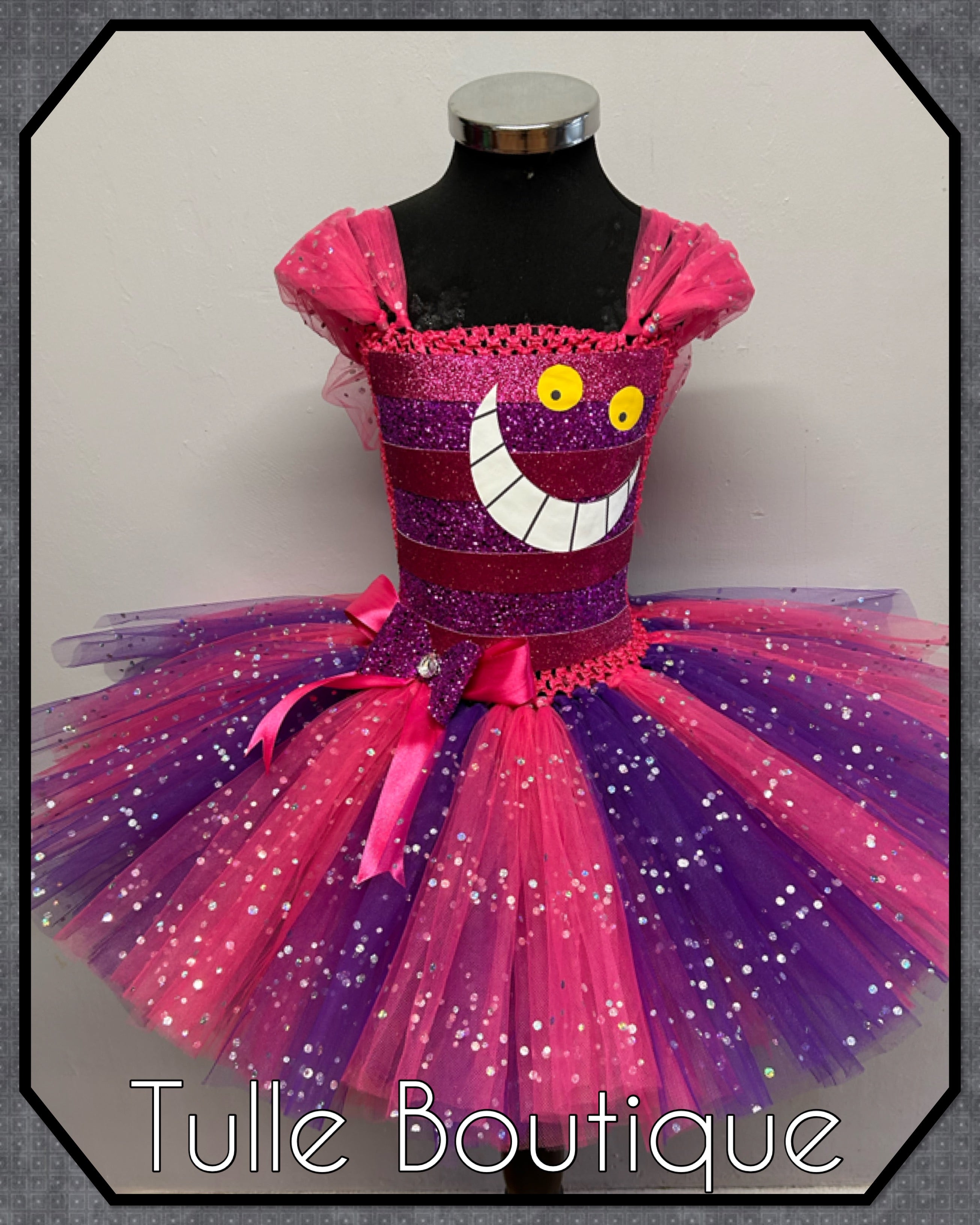 Girls toddlers Cheshire Cat tutu dress, ballgown, Alice in wonderland fancy dress costume