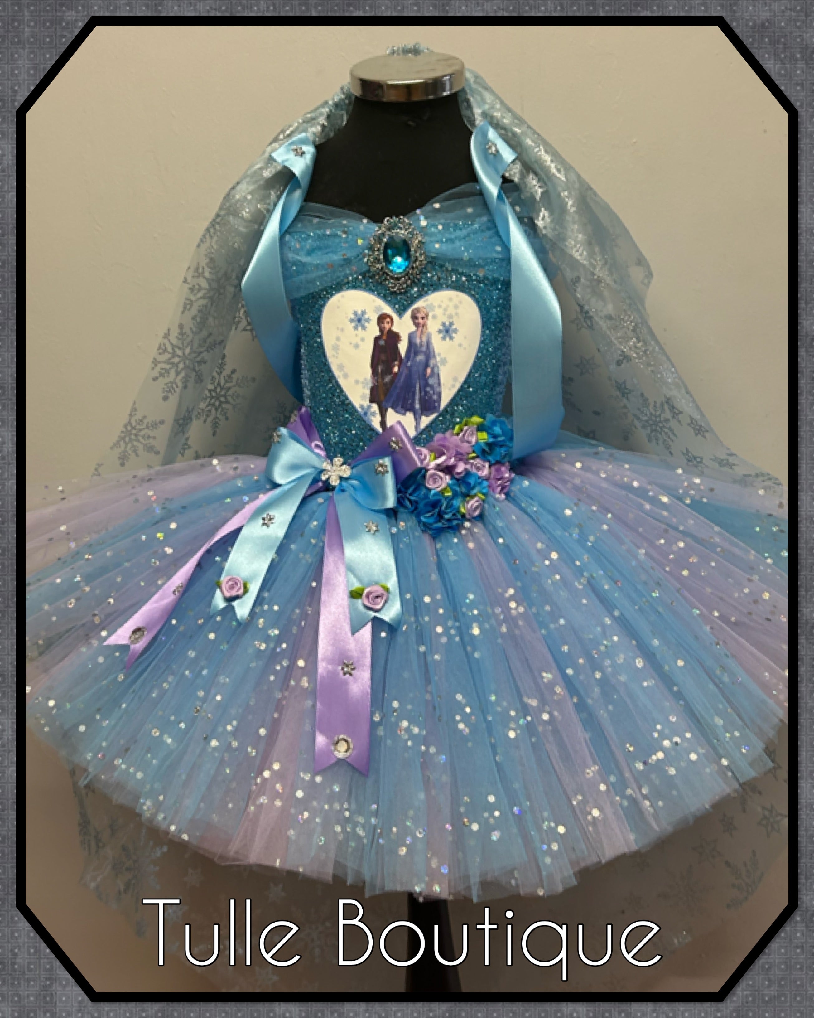 Girls toddlers Princess Elsa frozen tutu birthday party dress,lilac and blue ballgown, fancy dress costume
