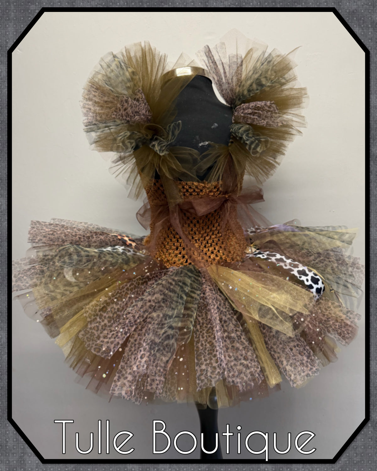 Girls toddlers Jungle animal print themed tutu dress, safari ballgown, fancy dress costume