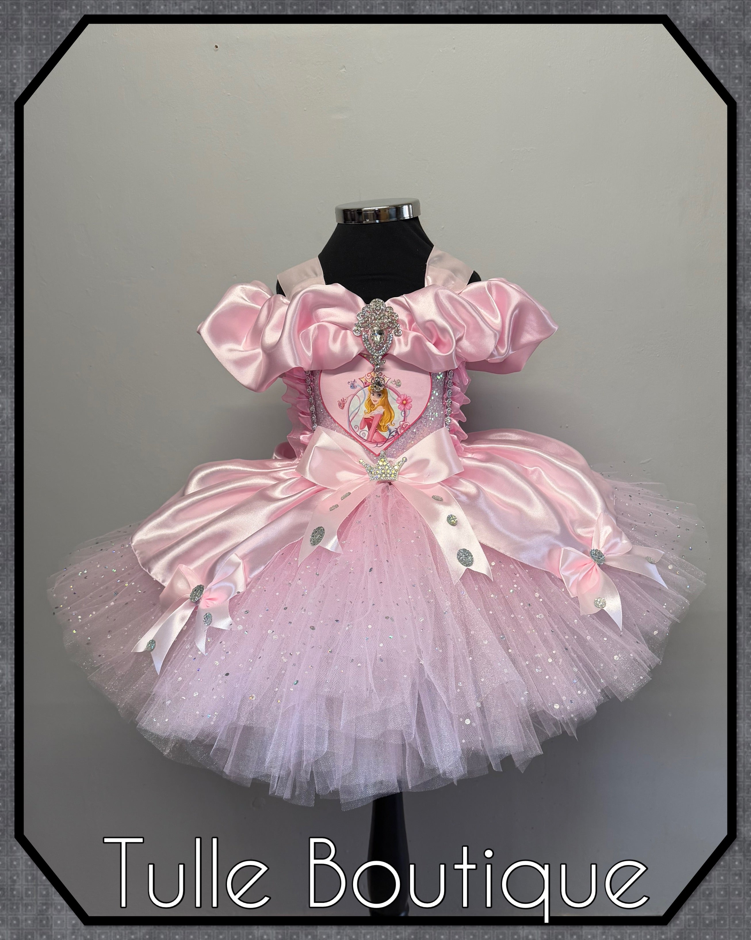 Girls toddlers Princess Aurora pink tutu dress, sleeping beauty ballgown, fancy dress costume