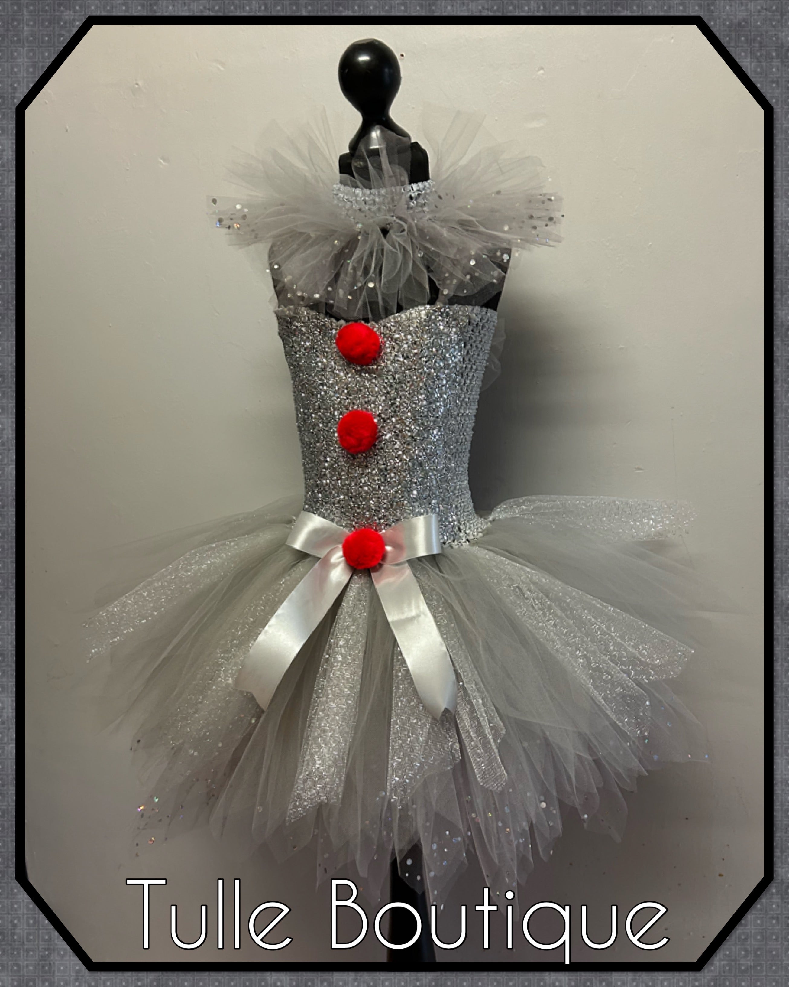 Girls toddlers Pennywise killer clown tutu dress, ballgown, IT fancy dress costume