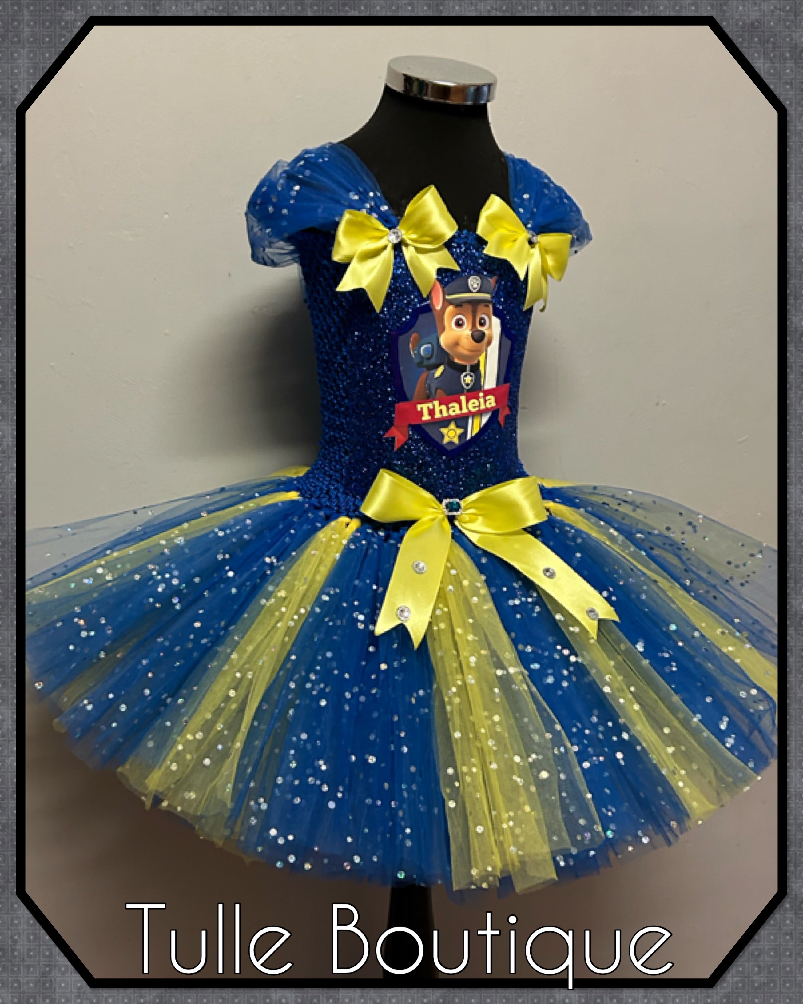 Girls toddlers Chase pup tutu dress, ballgown, paw patrol fancy dress costume