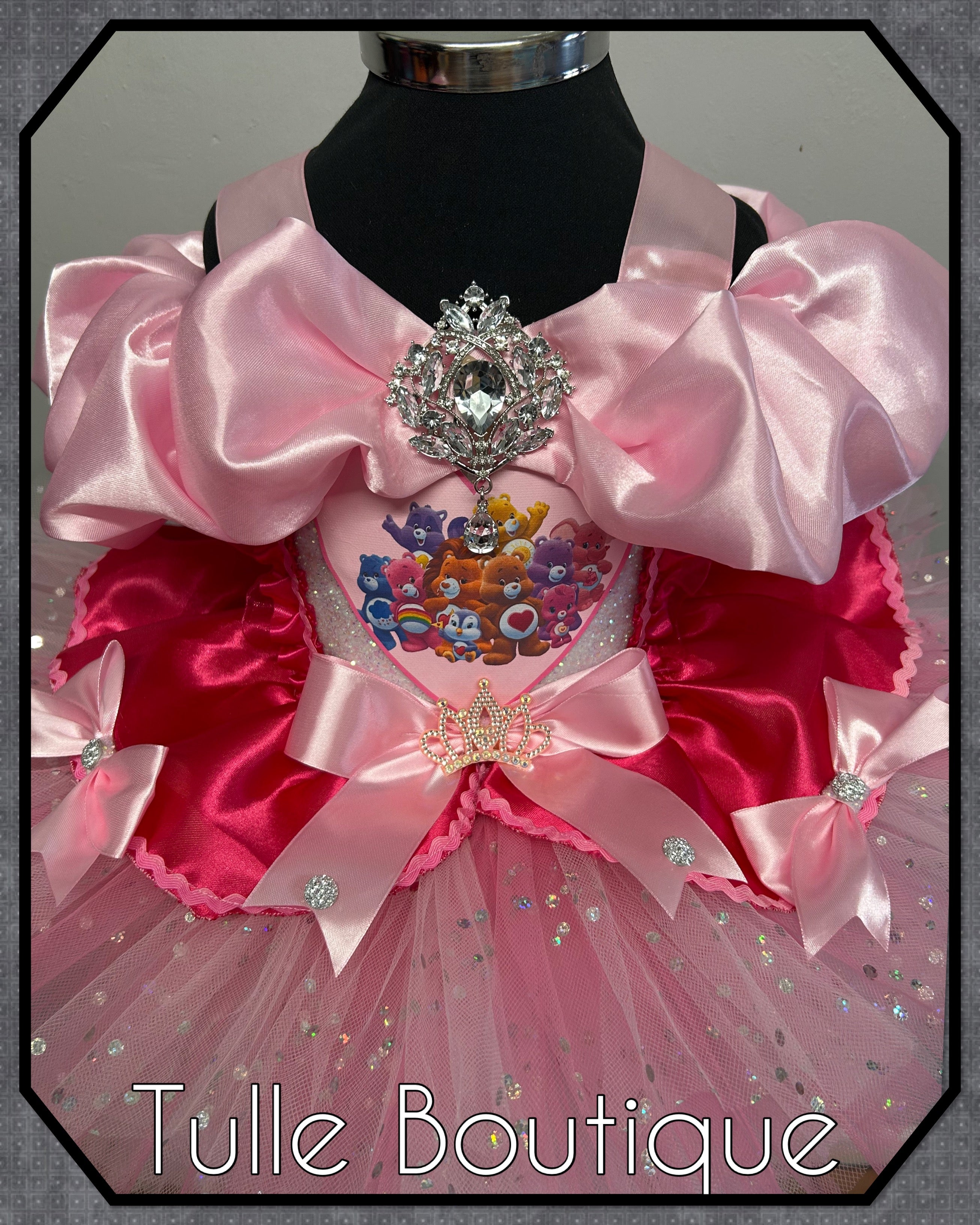 Girls toddlers Care Bears Princess pink tutu dress, sleeping beauty ballgown, fancy dress costume