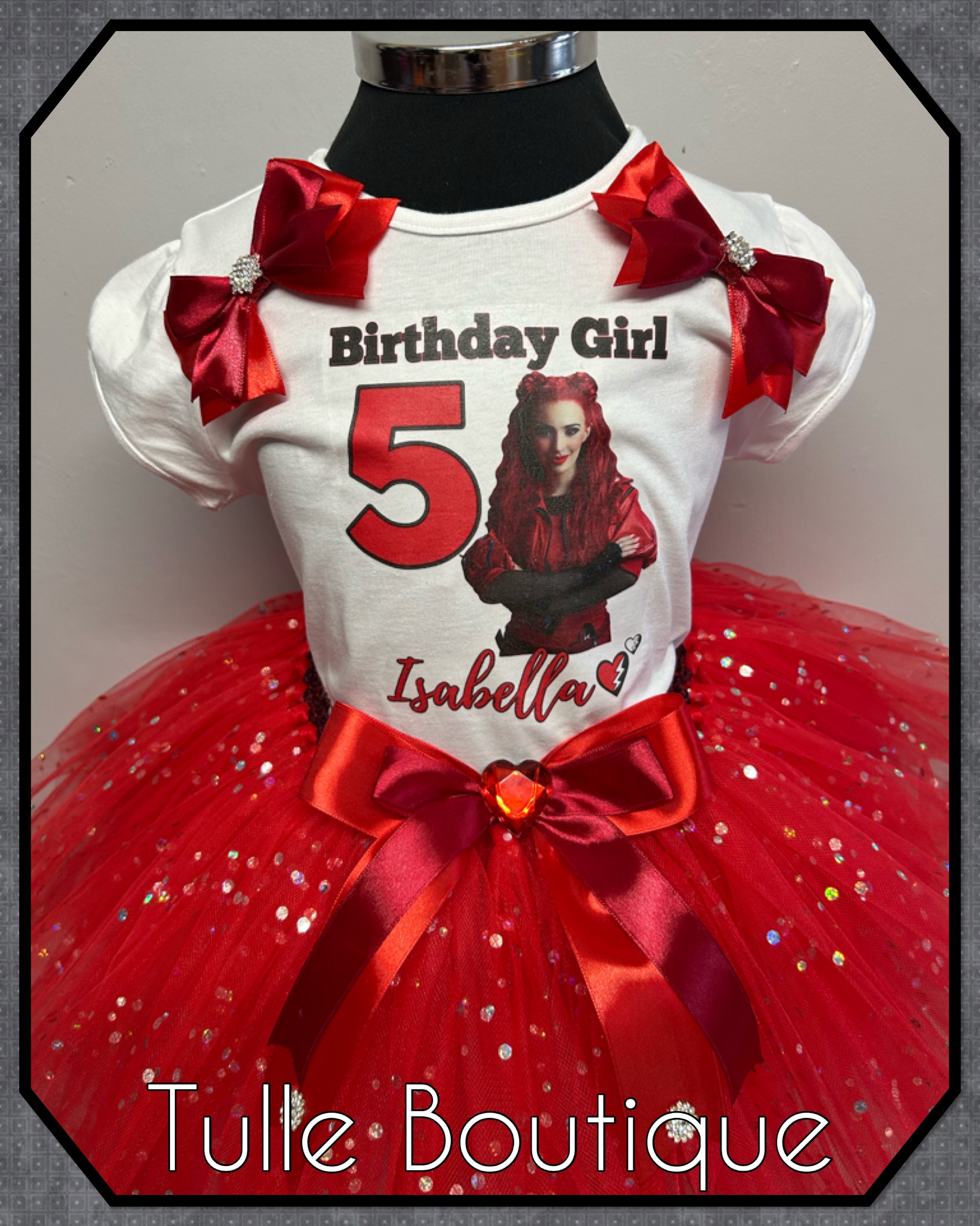 Girls toddlers Descendants Red birthday tutu outfit fancy dress costume
