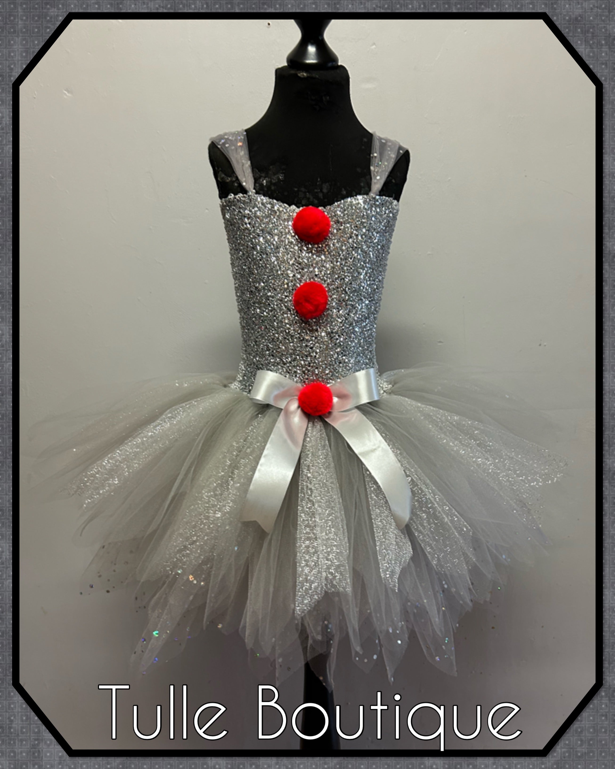 Girls toddlers Pennywise killer clown tutu dress, ballgown, IT fancy dress costume