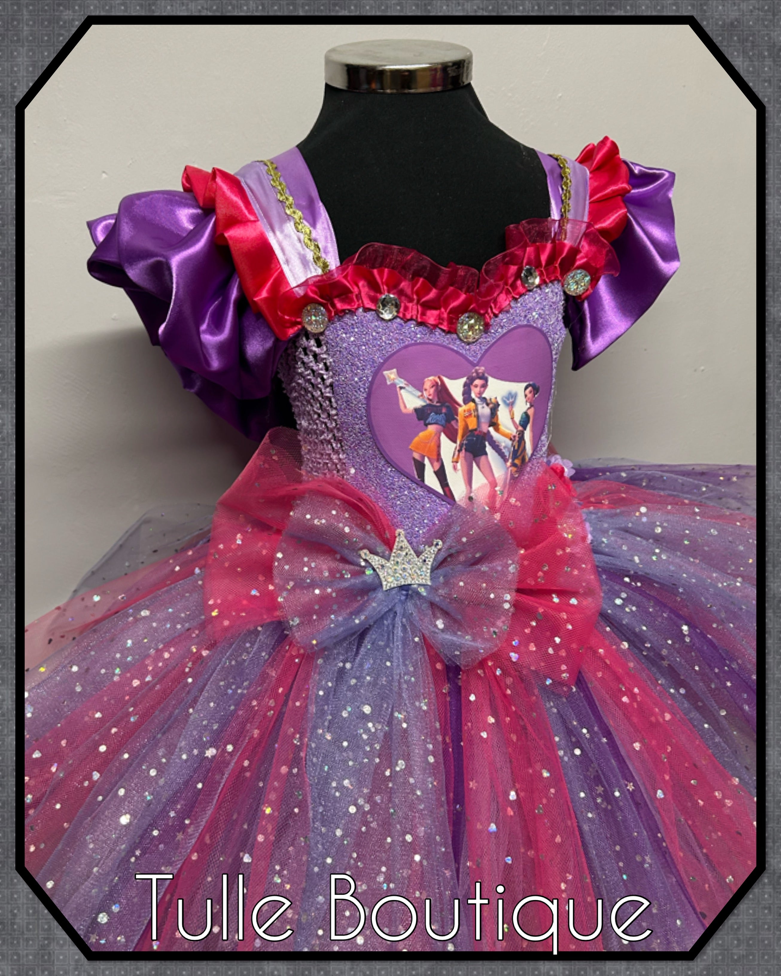 Girls toddlers Princess tutu dress, ballgown, Kpop Demon Hunters fancy dress costume