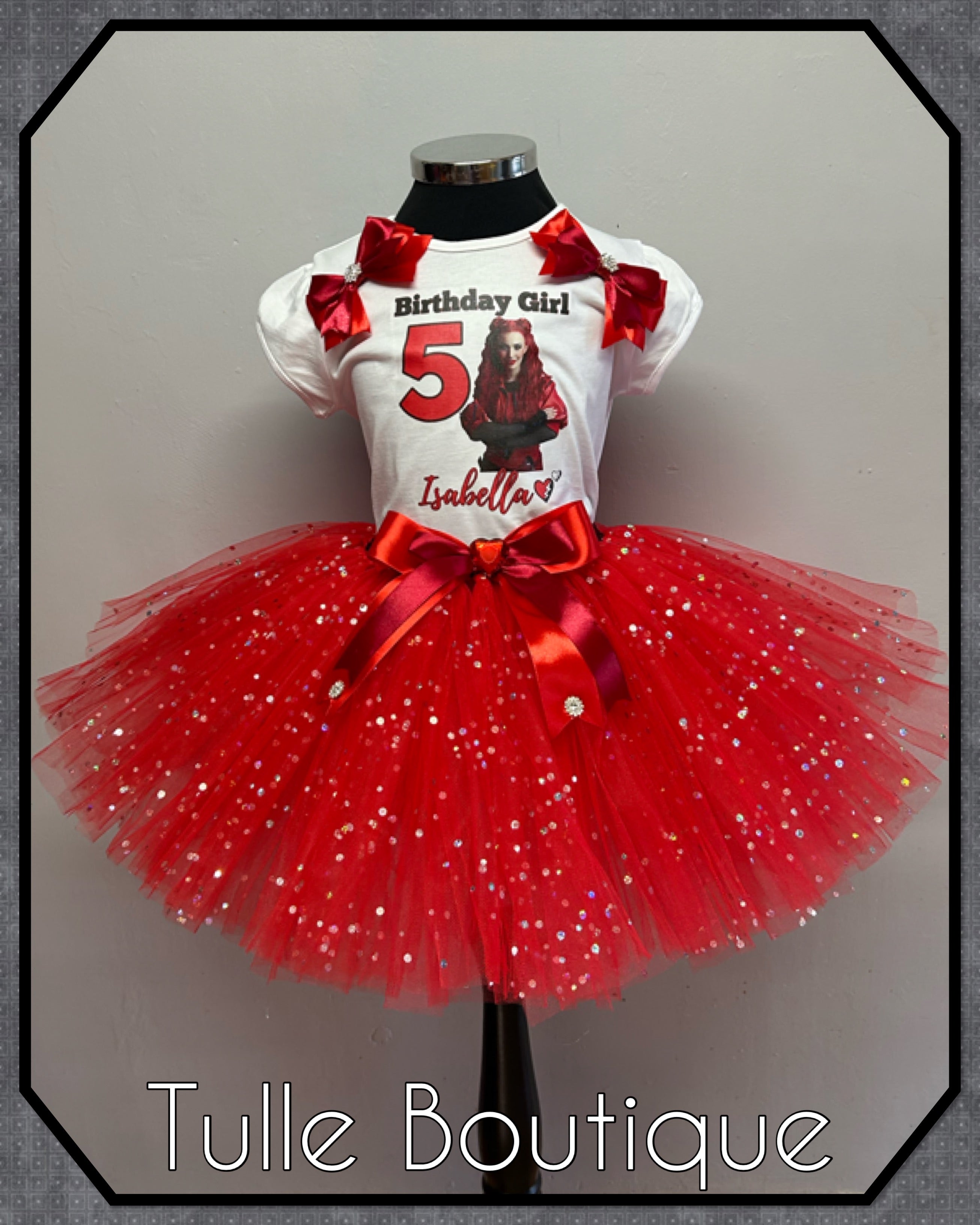 Girls toddlers Descendants Red birthday tutu outfit fancy dress costume