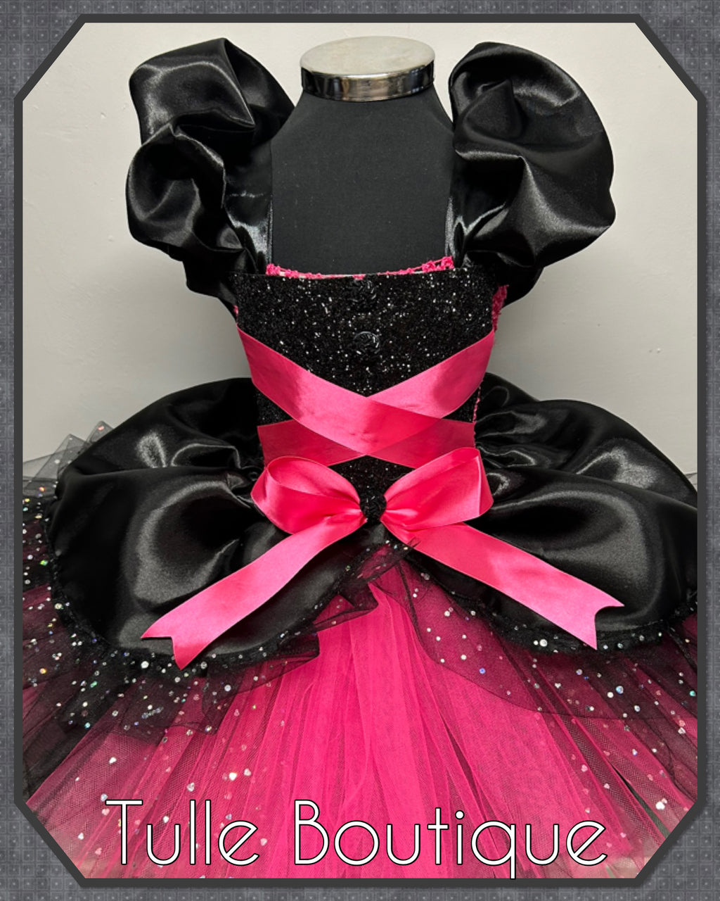 Girls toddlers hotpink and black witch tutu birthday party dress,ballgown, fancy dress costume