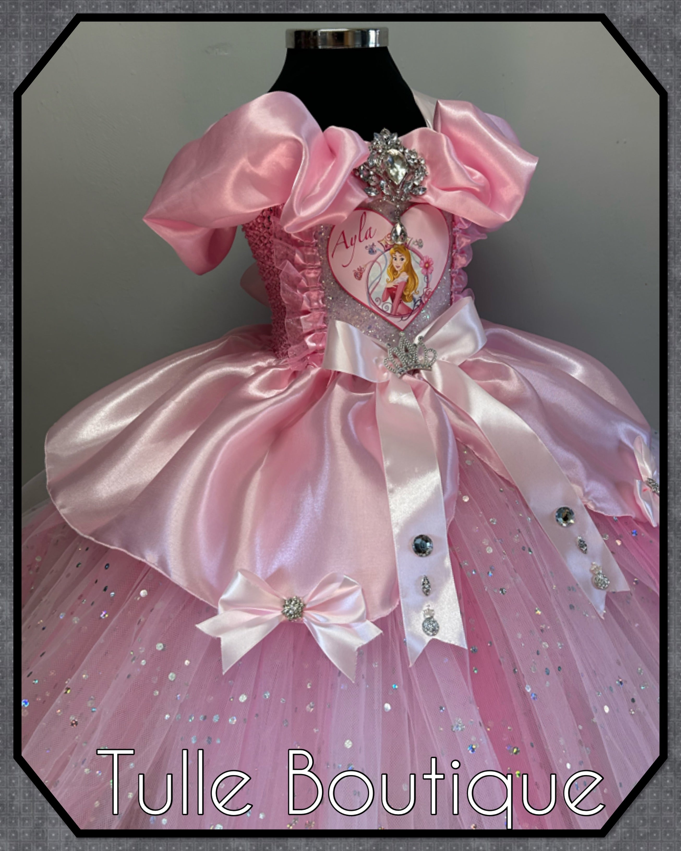 Girls toddlers Princess Aurora sleeping beauty tutu dress, ballgown, fancy dress costume full length