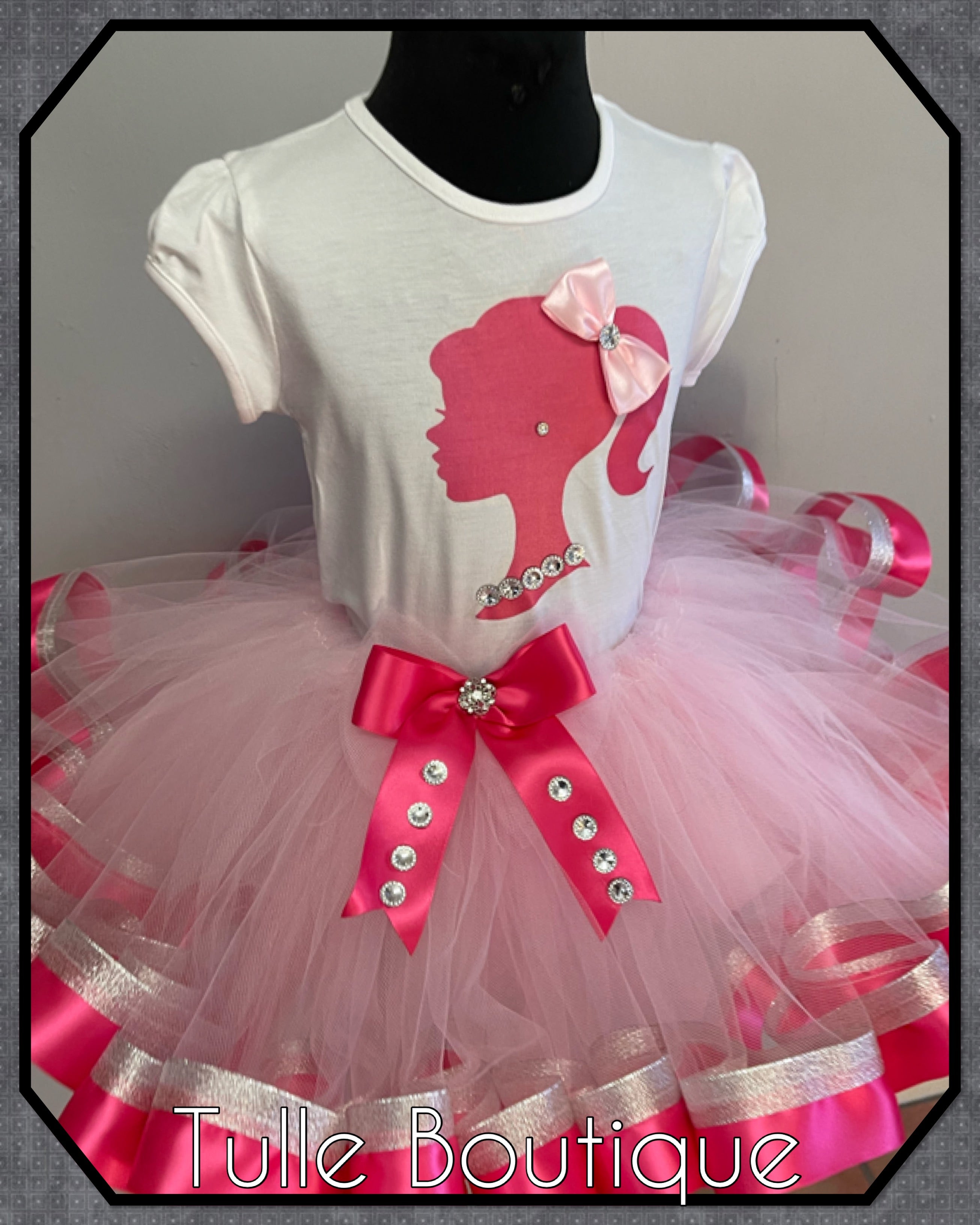 Girls toddlers Barbie Pink birthday tutu outfit fancy dress costume