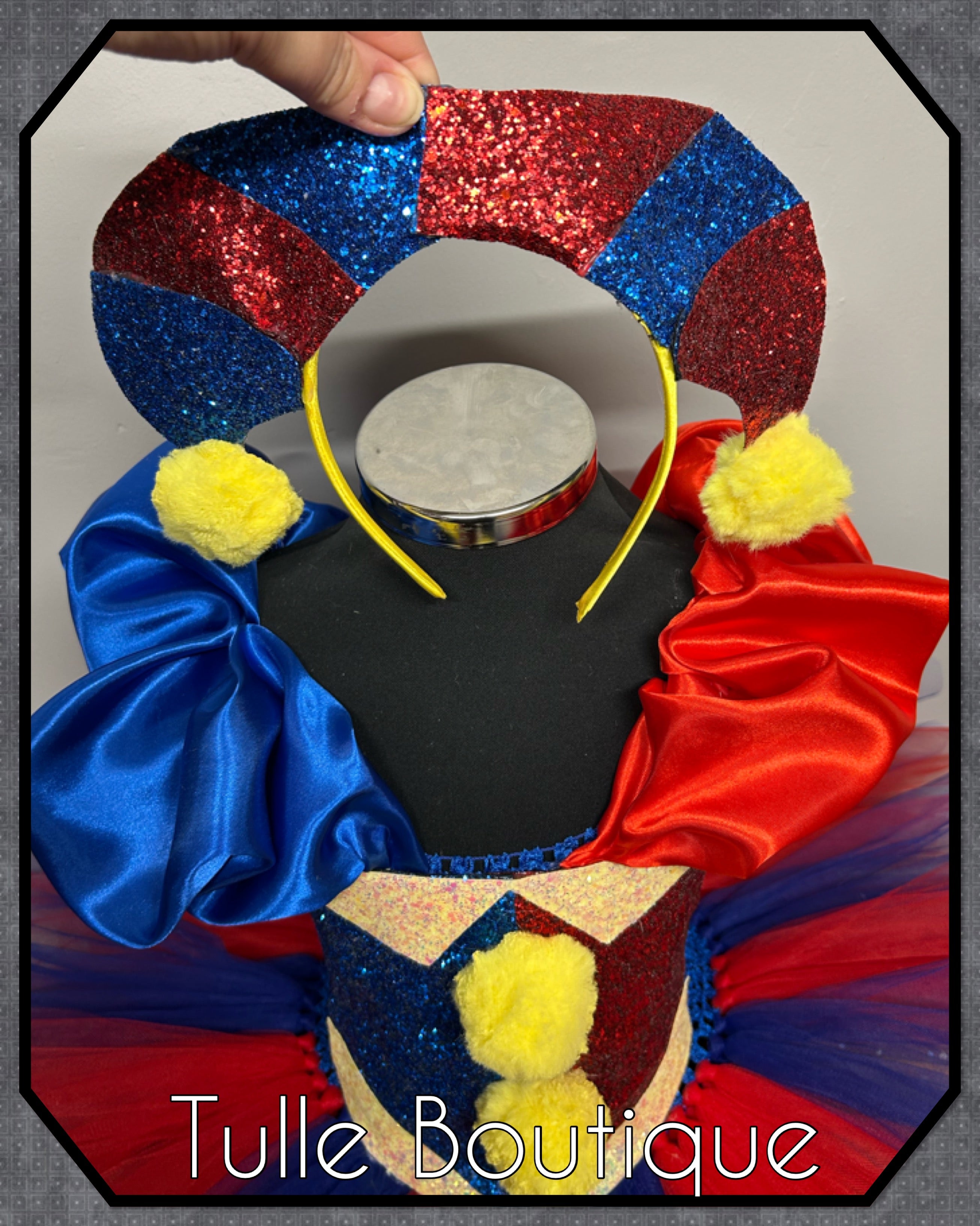 Girls toddlers The Amazing Digital Circus Jester clown tutu dress, ballgown, Pomni fancy dress costume