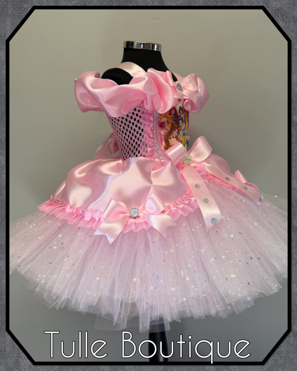 Girls toddlers pink Bow Disney Princess tutu dress, ballgown, fancy dress costume