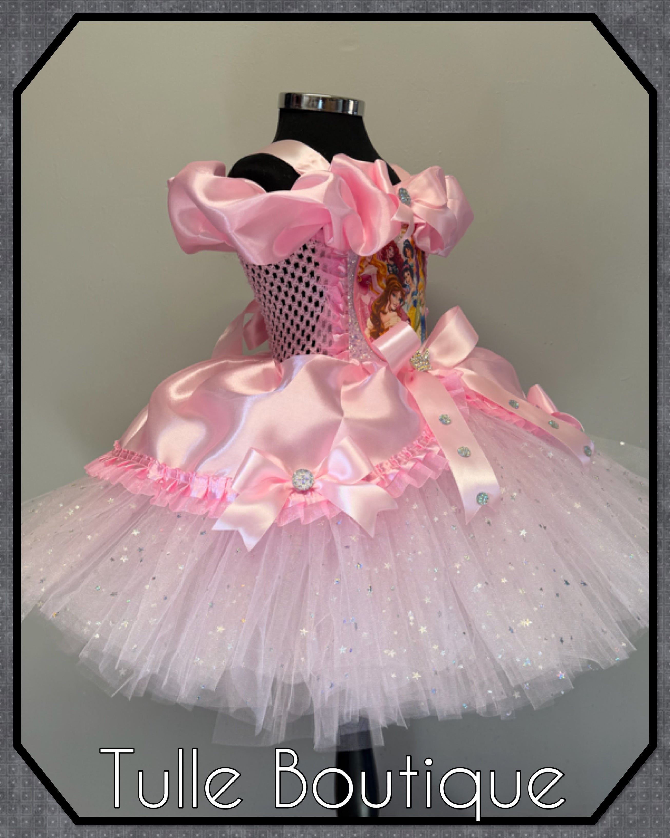 Girls toddlers pink Bow Disney Princess tutu dress, ballgown, fancy dress costume