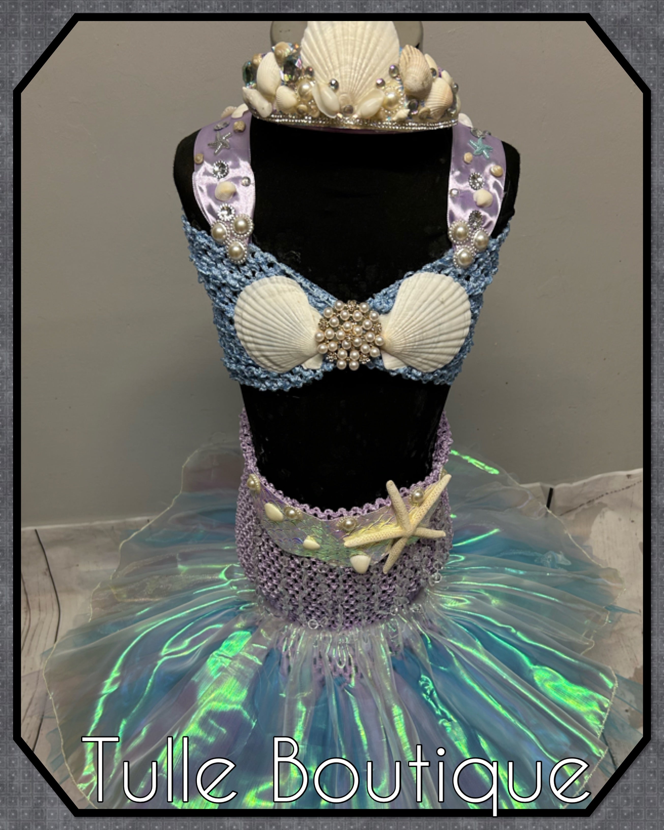 Girls toddlers Mermaid shell fishtail tutu dress, ballgown, fancy dress costume